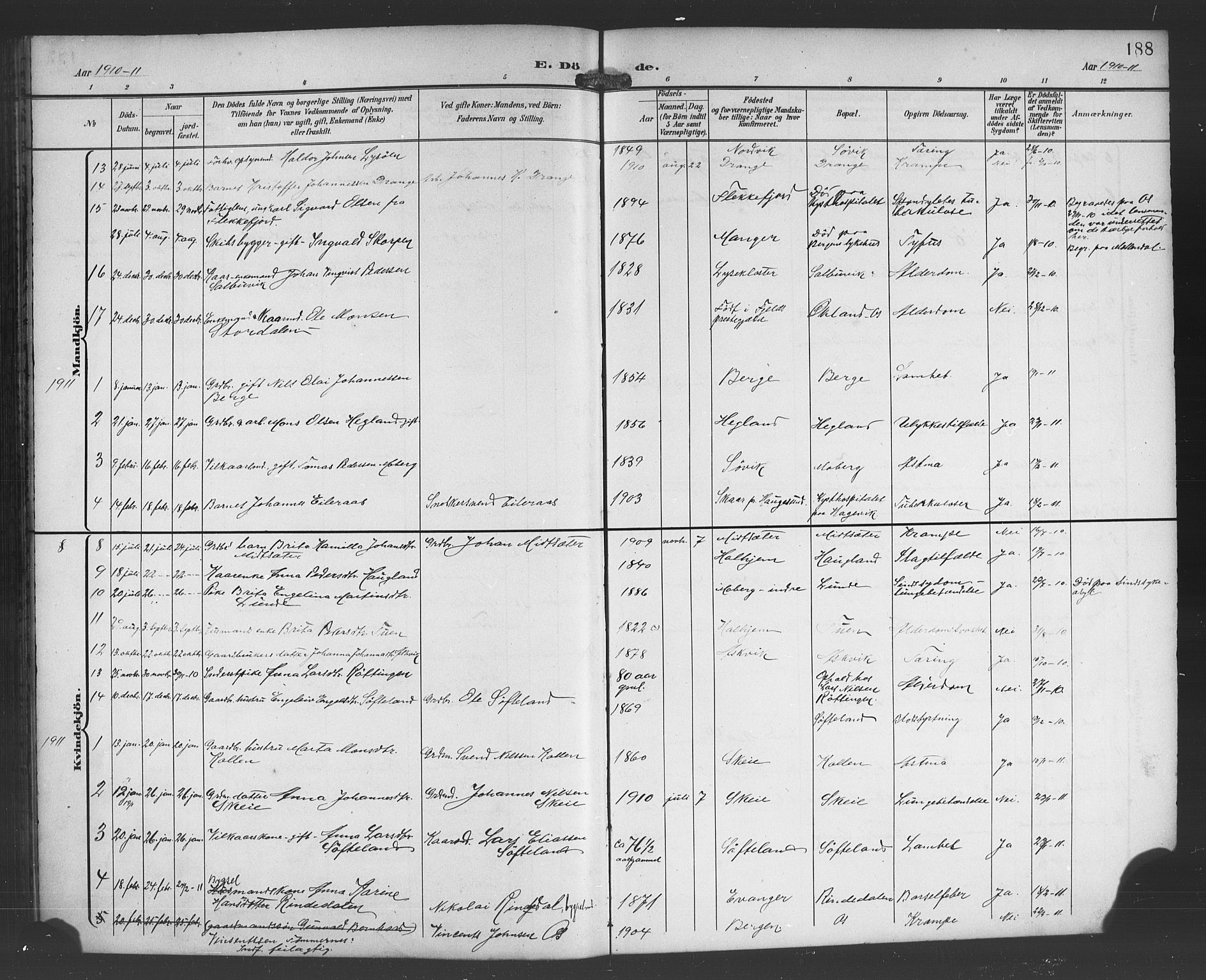 Os sokneprestembete, SAB/A-99929: Parish register (copy) no. A 3, 1897-1913, p. 188