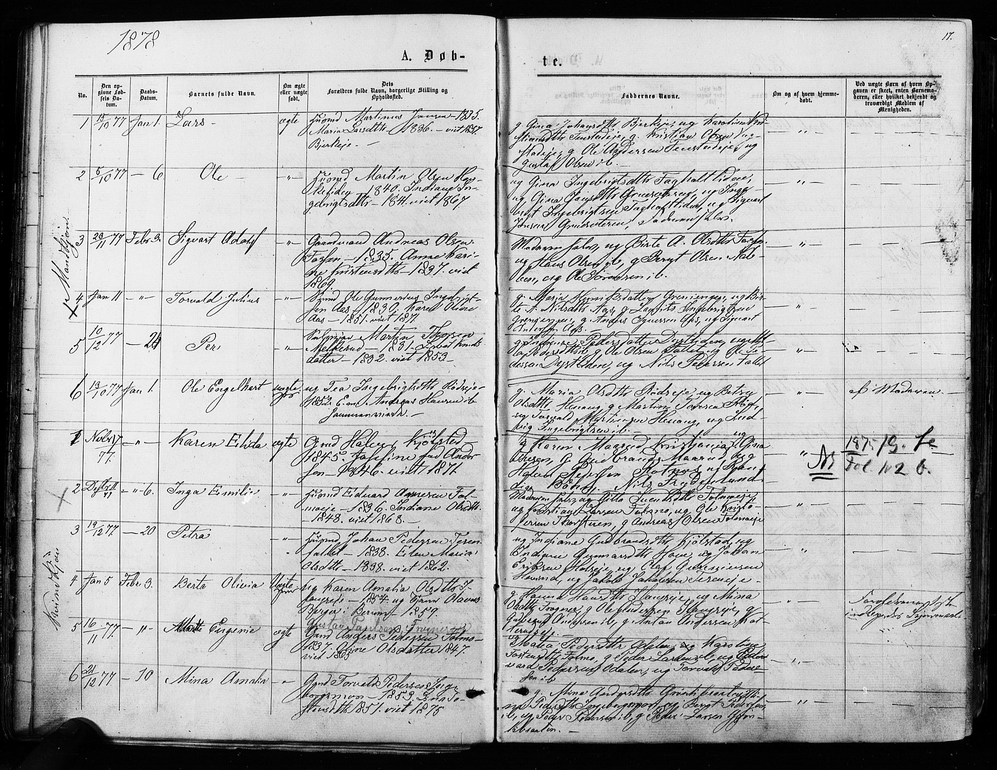 Nes prestekontor Kirkebøker, SAO/A-10410/F/Fa/L0009: Parish register (official) no. I 9, 1875-1882, p. 17