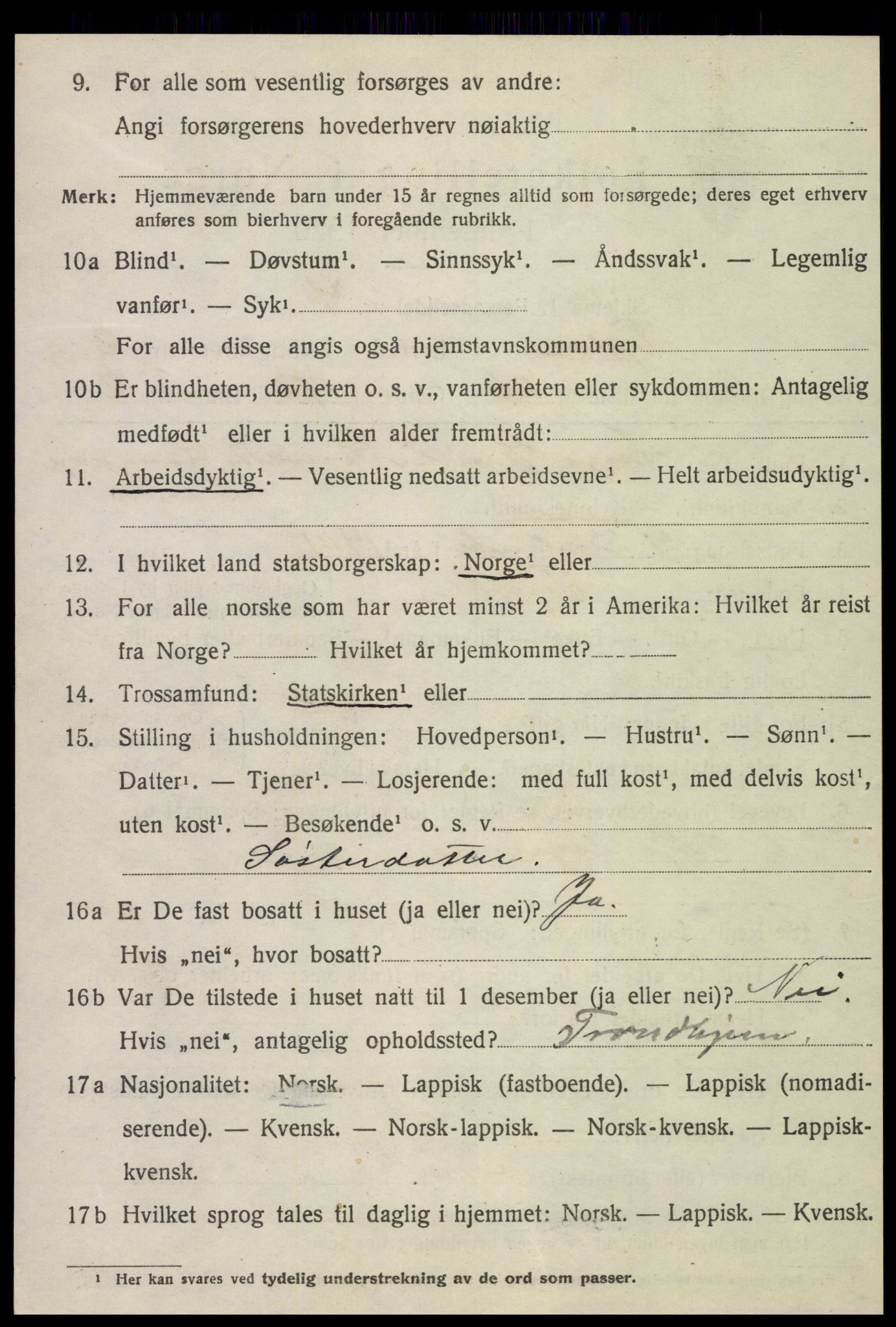 SAT, 1920 census for Tydal, 1920, p. 876