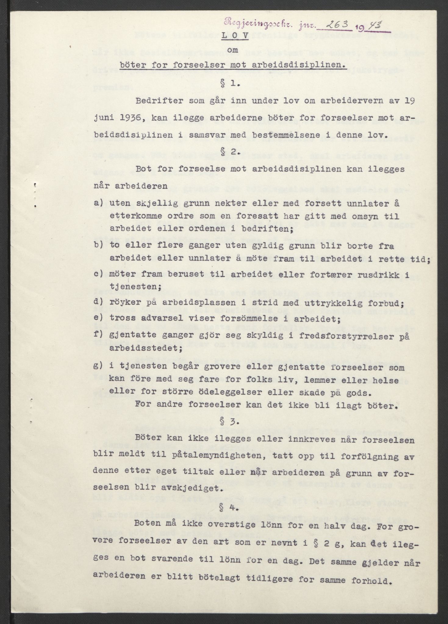 NS-administrasjonen 1940-1945 (Statsrådsekretariatet, de kommisariske statsråder mm), AV/RA-S-4279/D/Db/L0099: Lover, 1943, p. 515