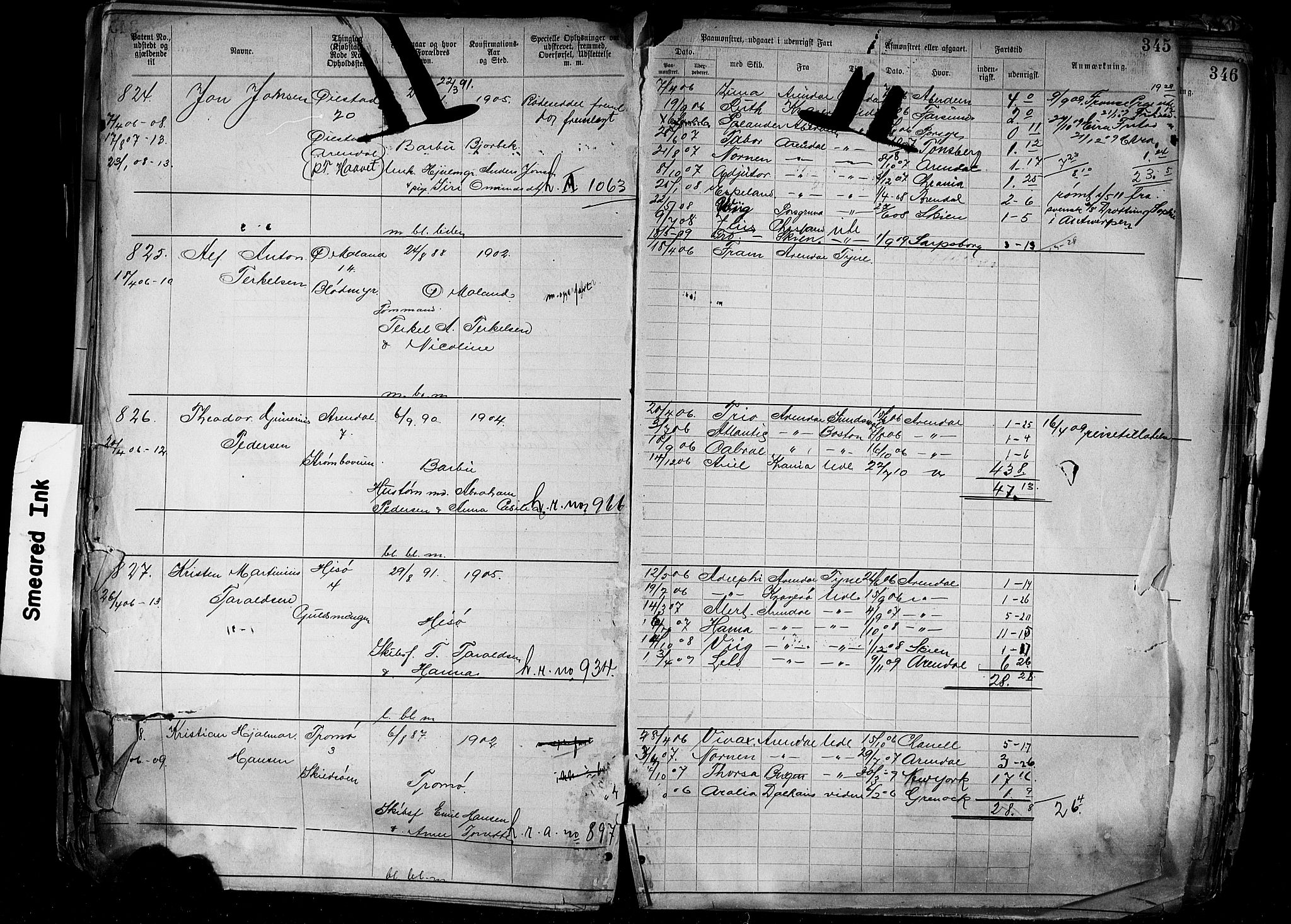 Arendal mønstringskrets, AV/SAK-2031-0012/F/Fa/L0004: Annotasjonsrulle nr 3828-4715 og nr 1-1296, S-4, 1892-1918, p. 356
