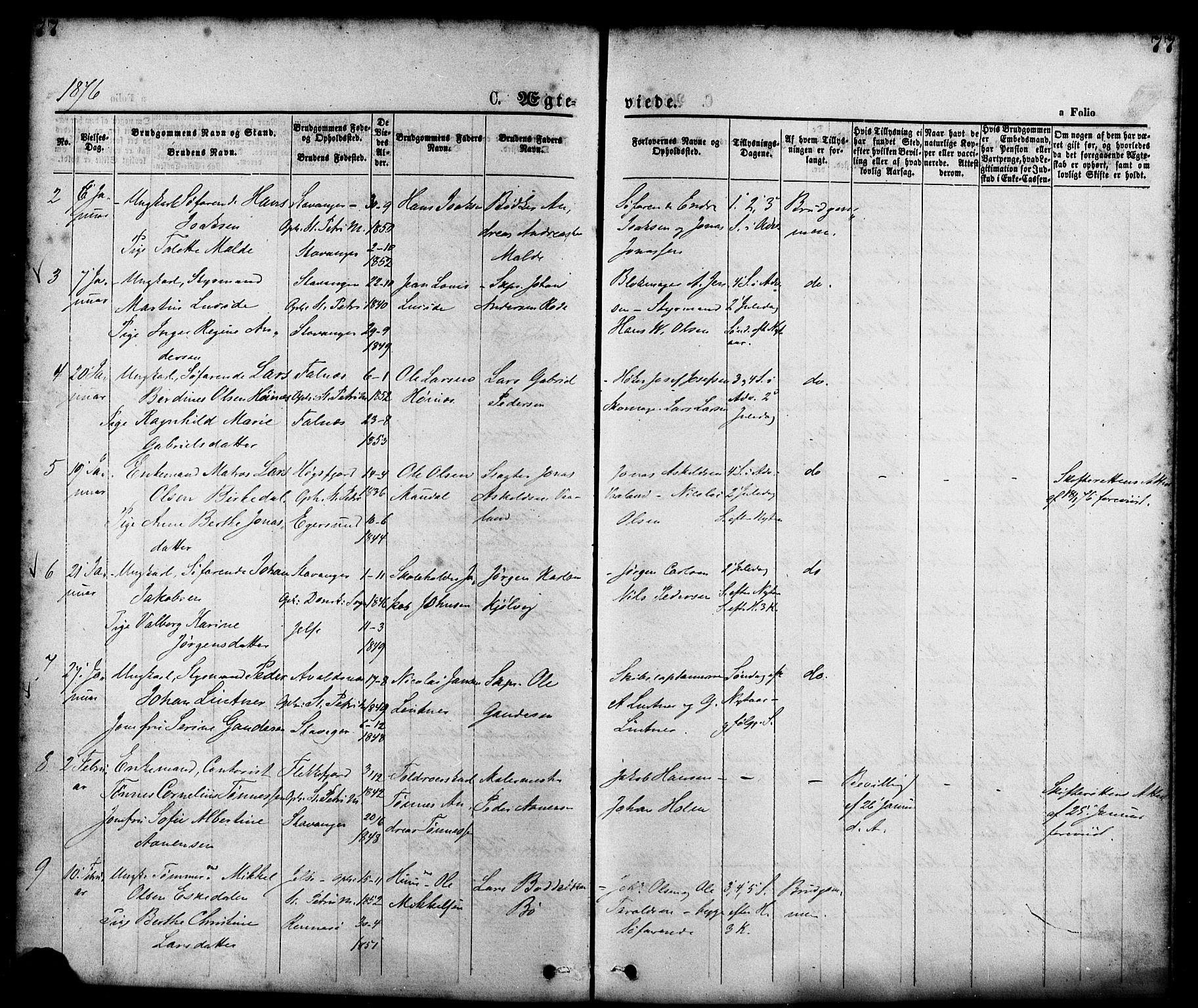 St. Petri sokneprestkontor, AV/SAST-A-101813/001/30/30BA/L0010: Parish register (official) no. A 10, 1869-1878, p. 77