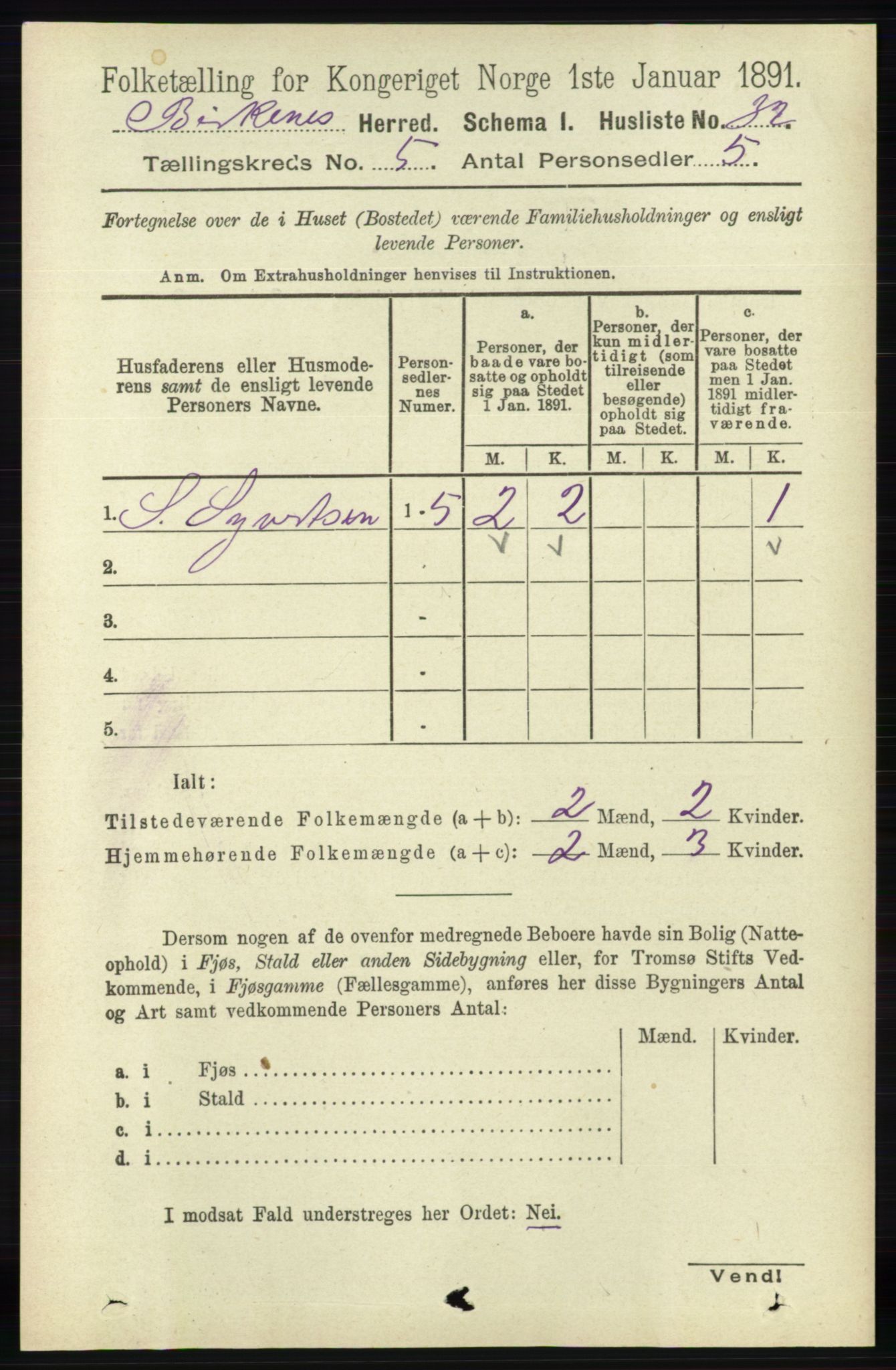 RA, 1891 Census for 0928 Birkenes, 1891, p. 1528