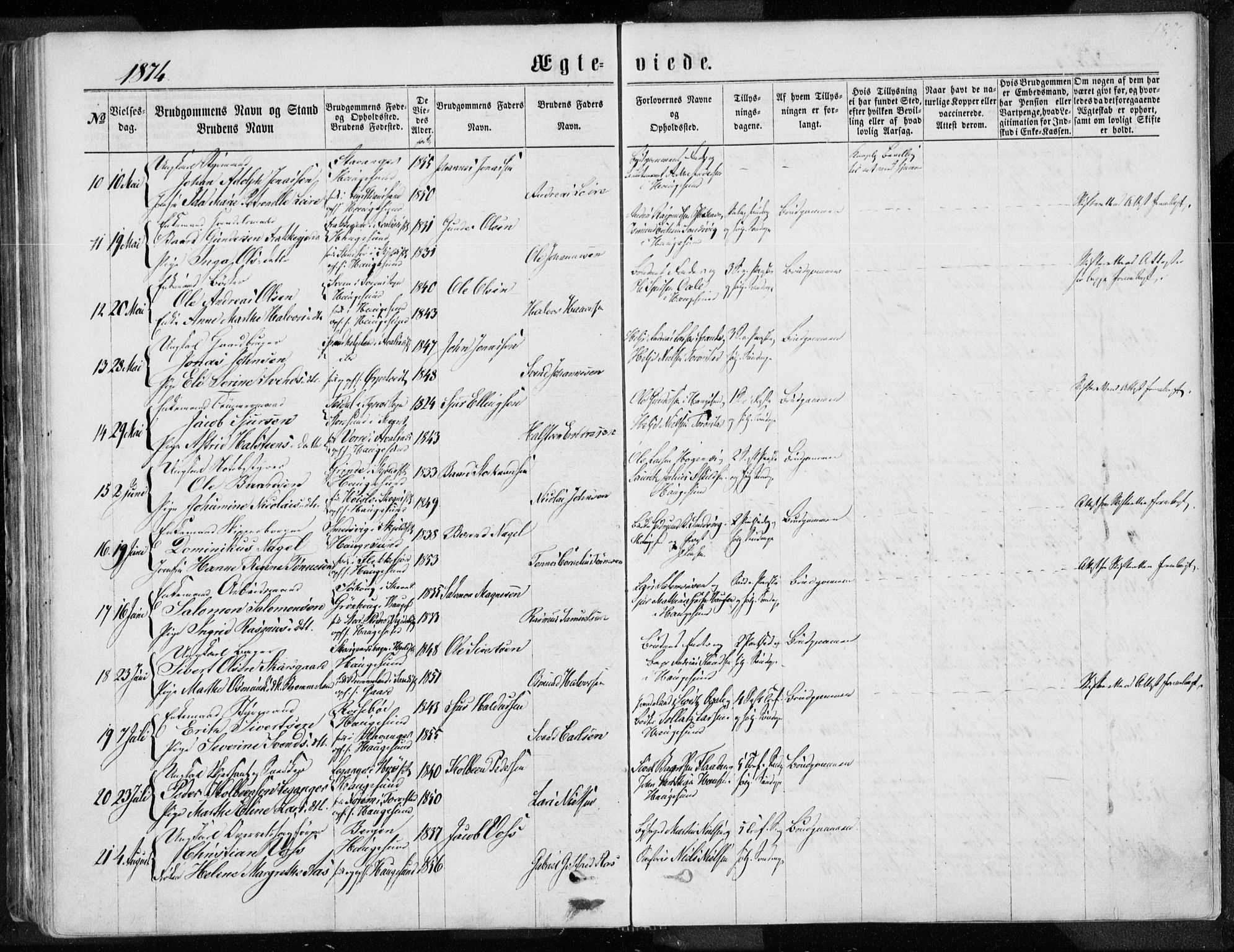 Torvastad sokneprestkontor, SAST/A -101857/H/Ha/Haa/L0012: Parish register (official) no. A 12.1, 1867-1877, p. 187