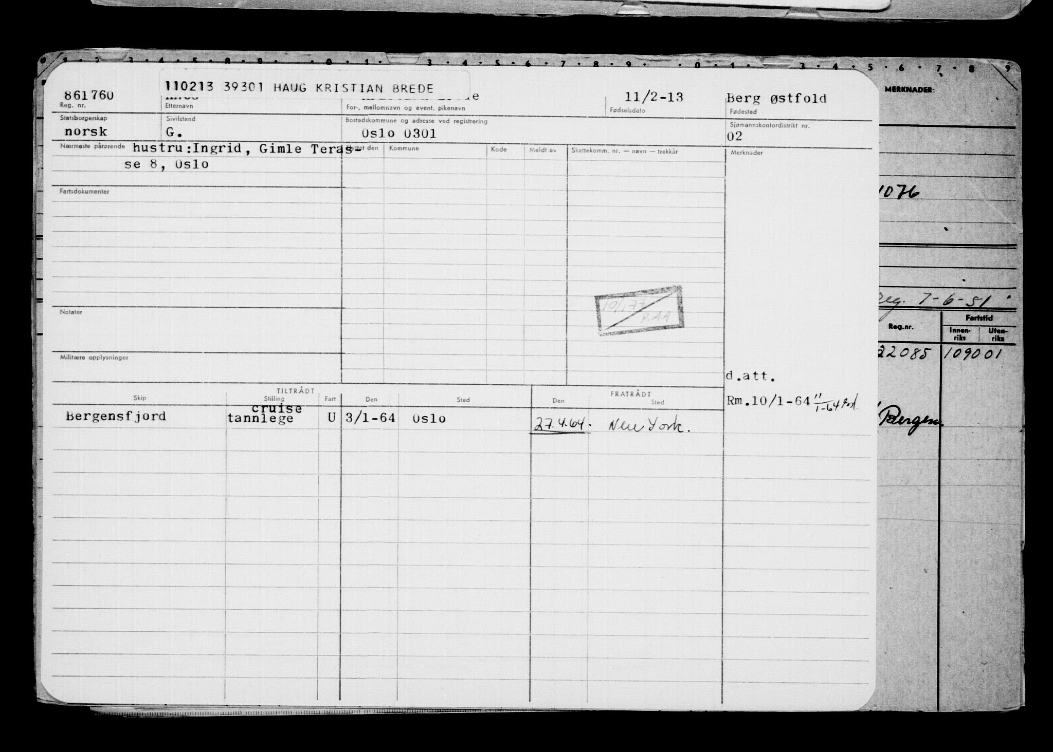 Direktoratet for sjømenn, AV/RA-S-3545/G/Gb/L0110: Hovedkort, 1913, p. 467