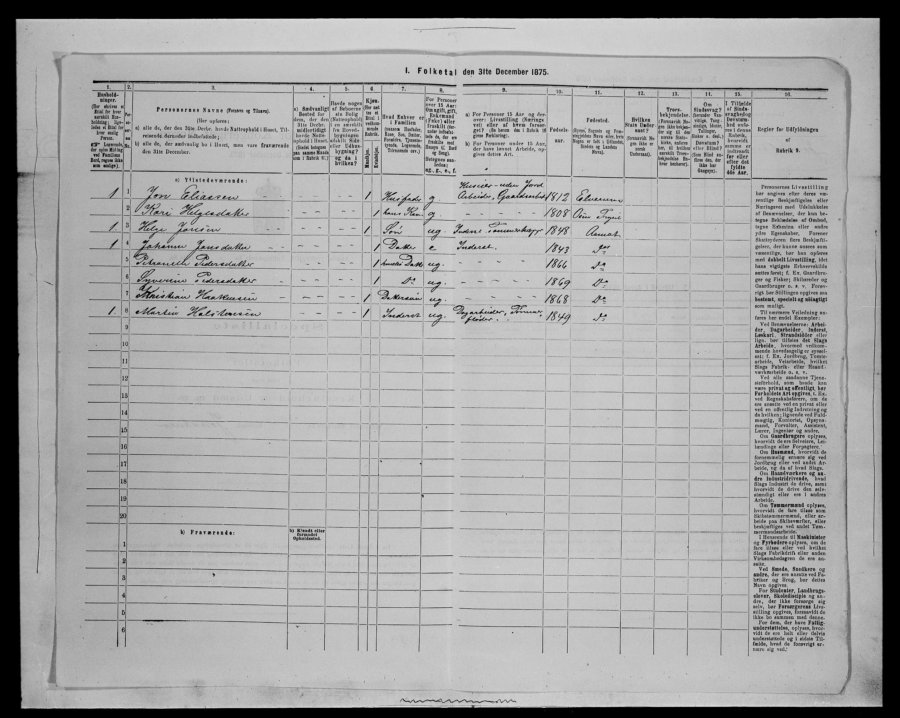 SAH, 1875 census for 0429P Åmot, 1875, p. 878