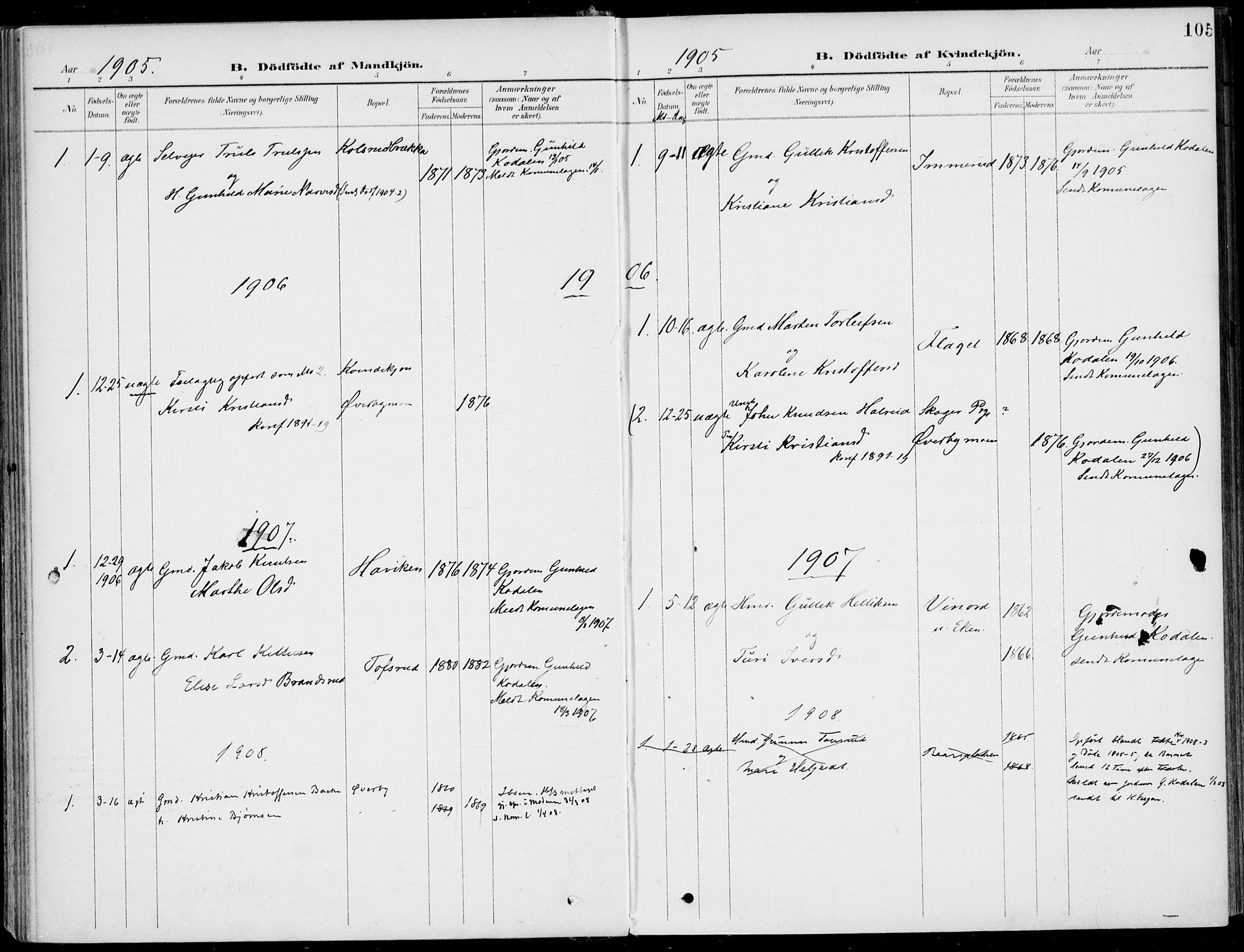 Sigdal kirkebøker, AV/SAKO-A-245/F/Fb/L0002: Parish register (official) no. II 2, 1901-1914, p. 105