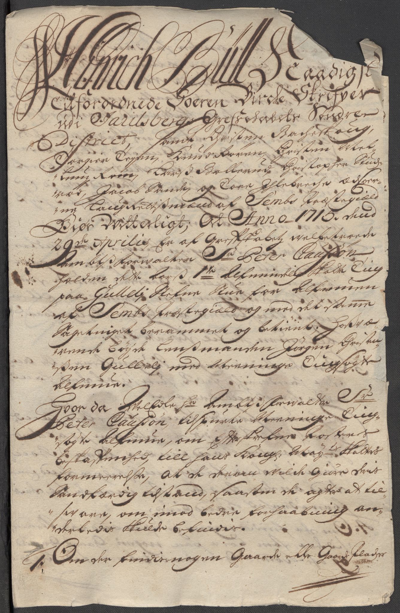 Rentekammeret inntil 1814, Reviderte regnskaper, Fogderegnskap, RA/EA-4092/R32/L1879: Fogderegnskap Jarlsberg grevskap, 1714-1715, p. 366