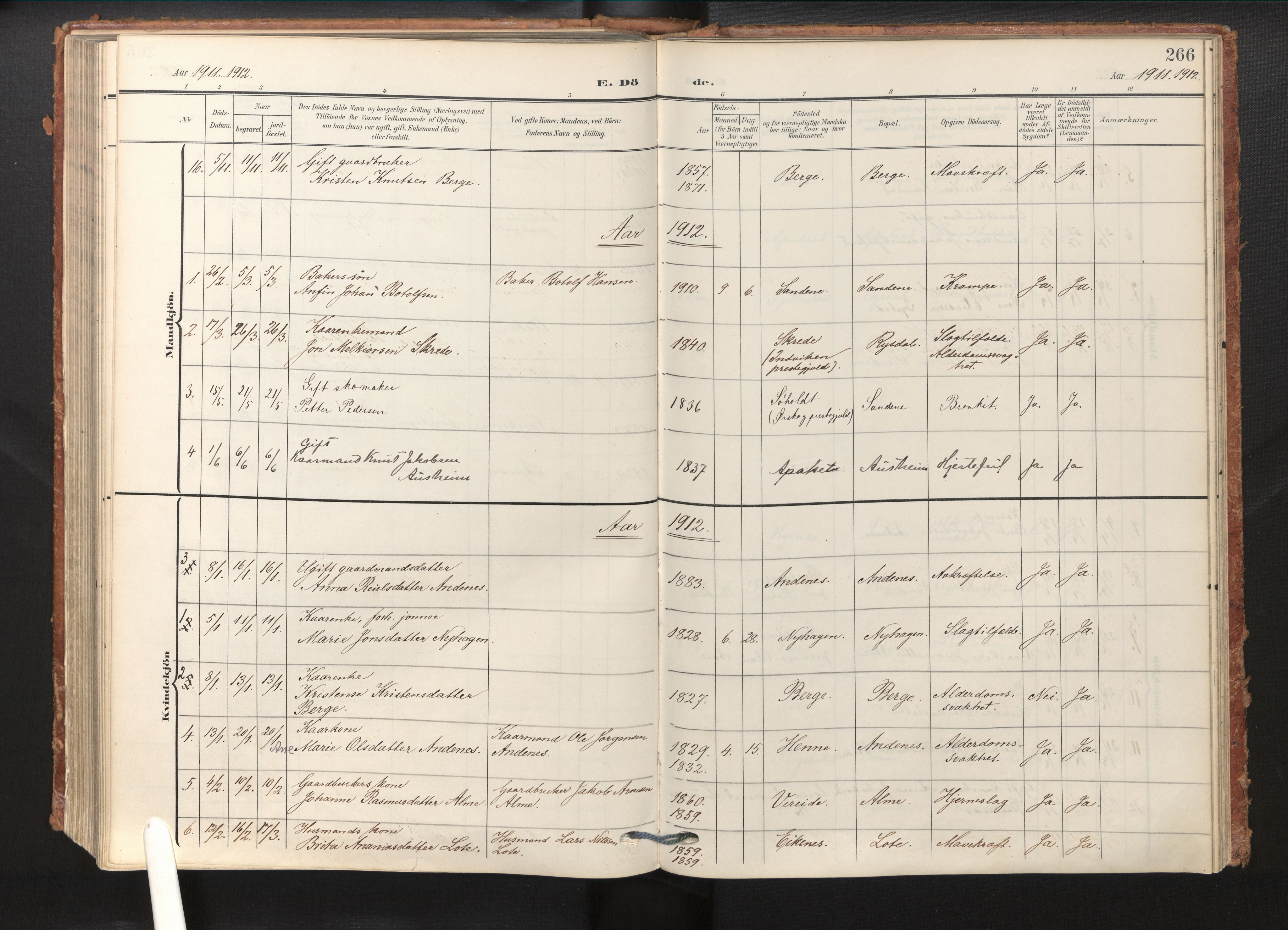 Gloppen sokneprestembete, AV/SAB-A-80101/H/Haa/Haab/L0002: Parish register (official) no. B 2, 1906-1932, p. 265b-266a