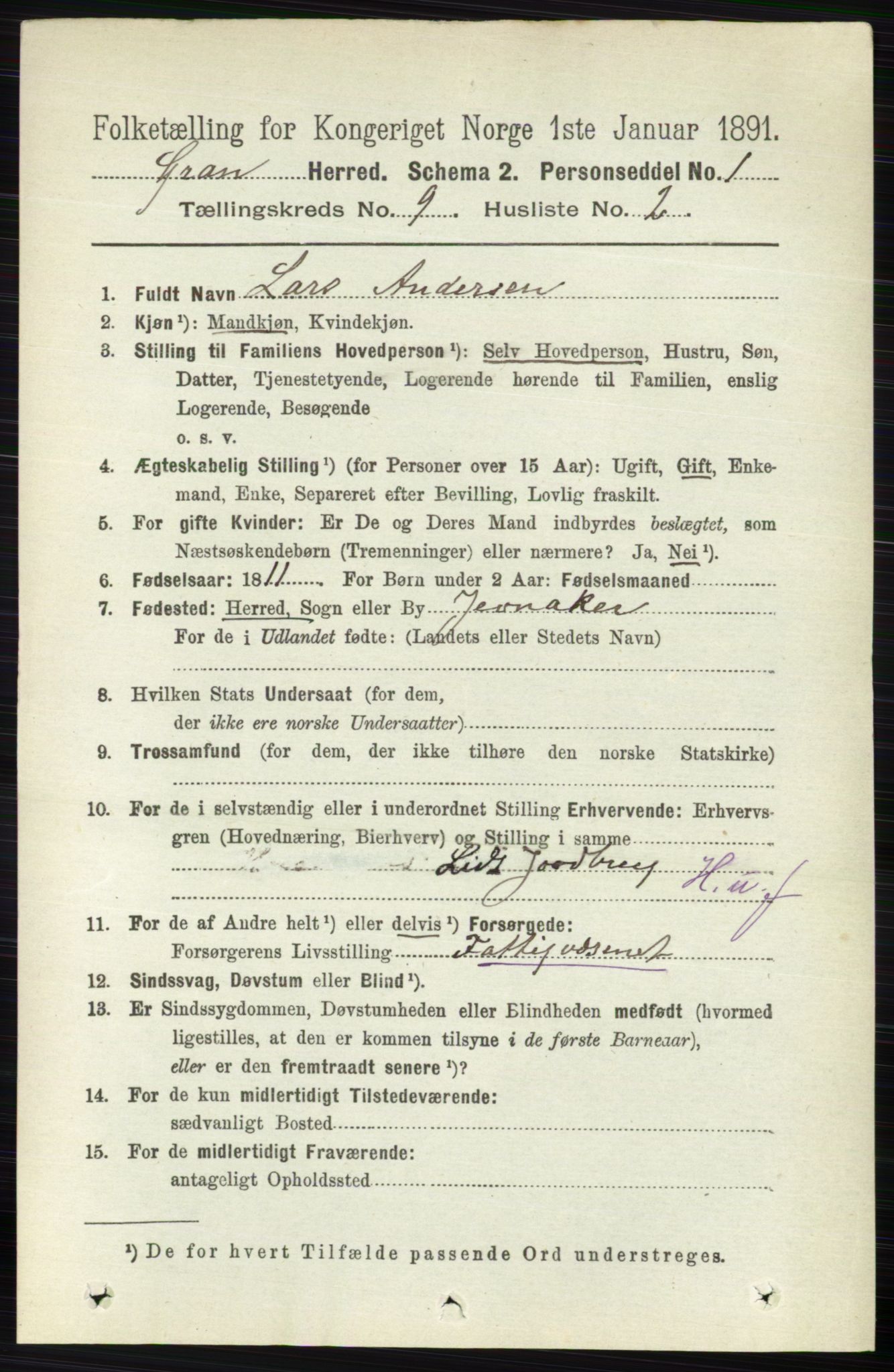 RA, 1891 census for 0534 Gran, 1891, p. 4145