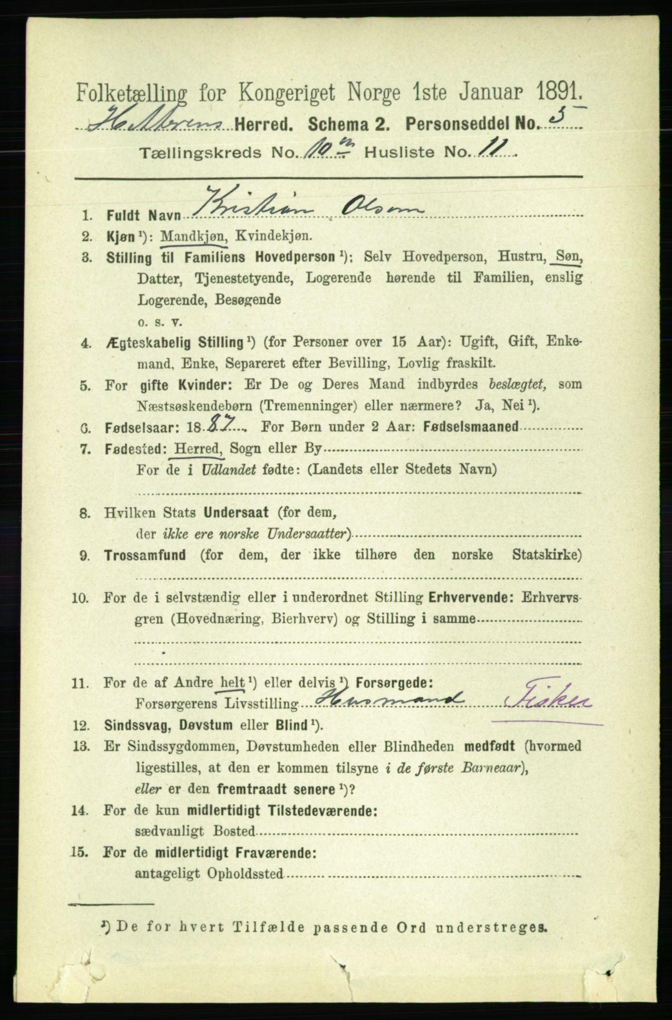 RA, 1891 census for 1617 Hitra, 1891, p. 2304