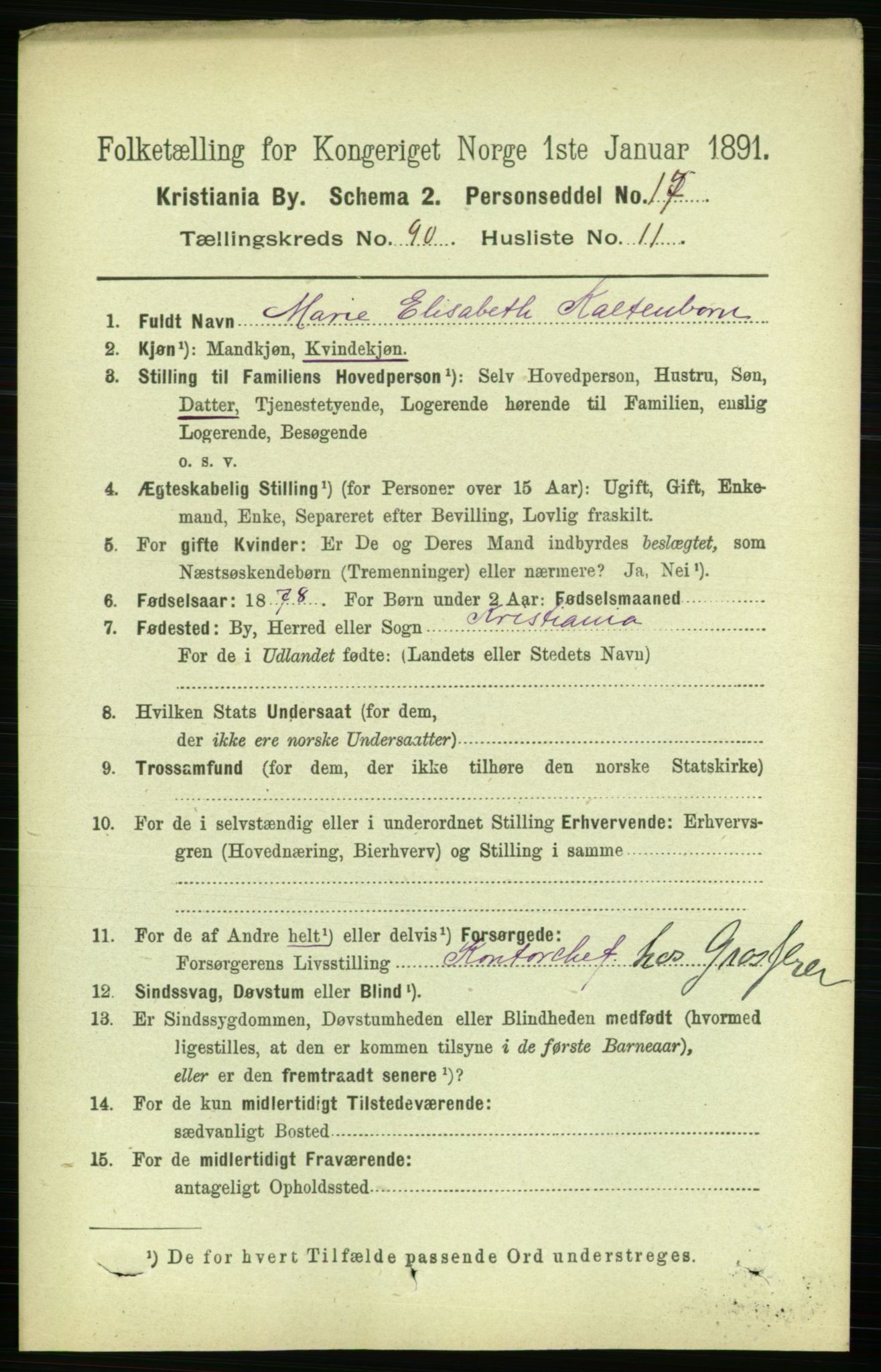 RA, 1891 census for 0301 Kristiania, 1891, p. 44580