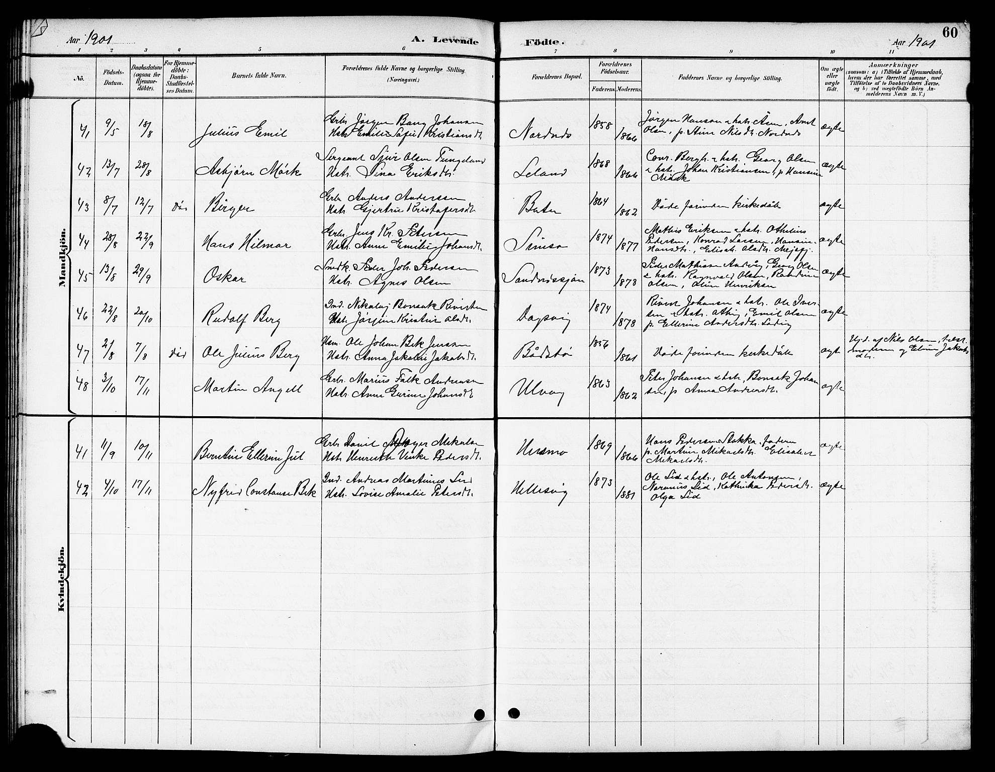 Ministerialprotokoller, klokkerbøker og fødselsregistre - Nordland, SAT/A-1459/831/L0478: Parish register (copy) no. 831C05, 1892-1909, p. 60