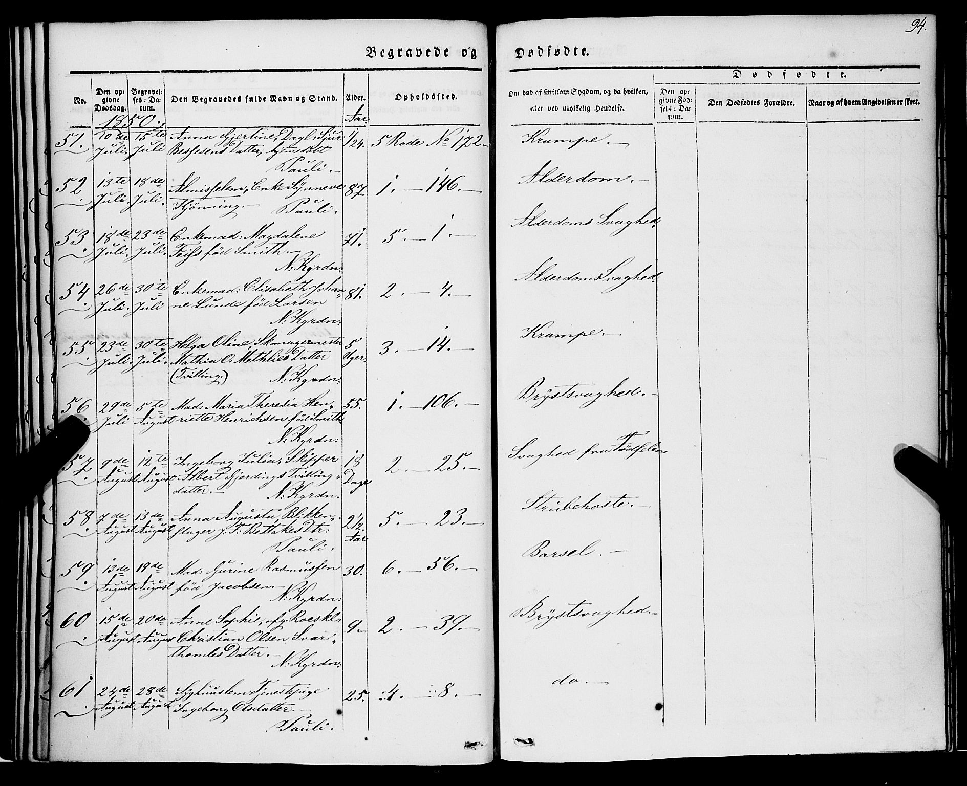 Nykirken Sokneprestembete, SAB/A-77101/H/Haa/L0041: Parish register (official) no. E 1, 1833-1850, p. 94