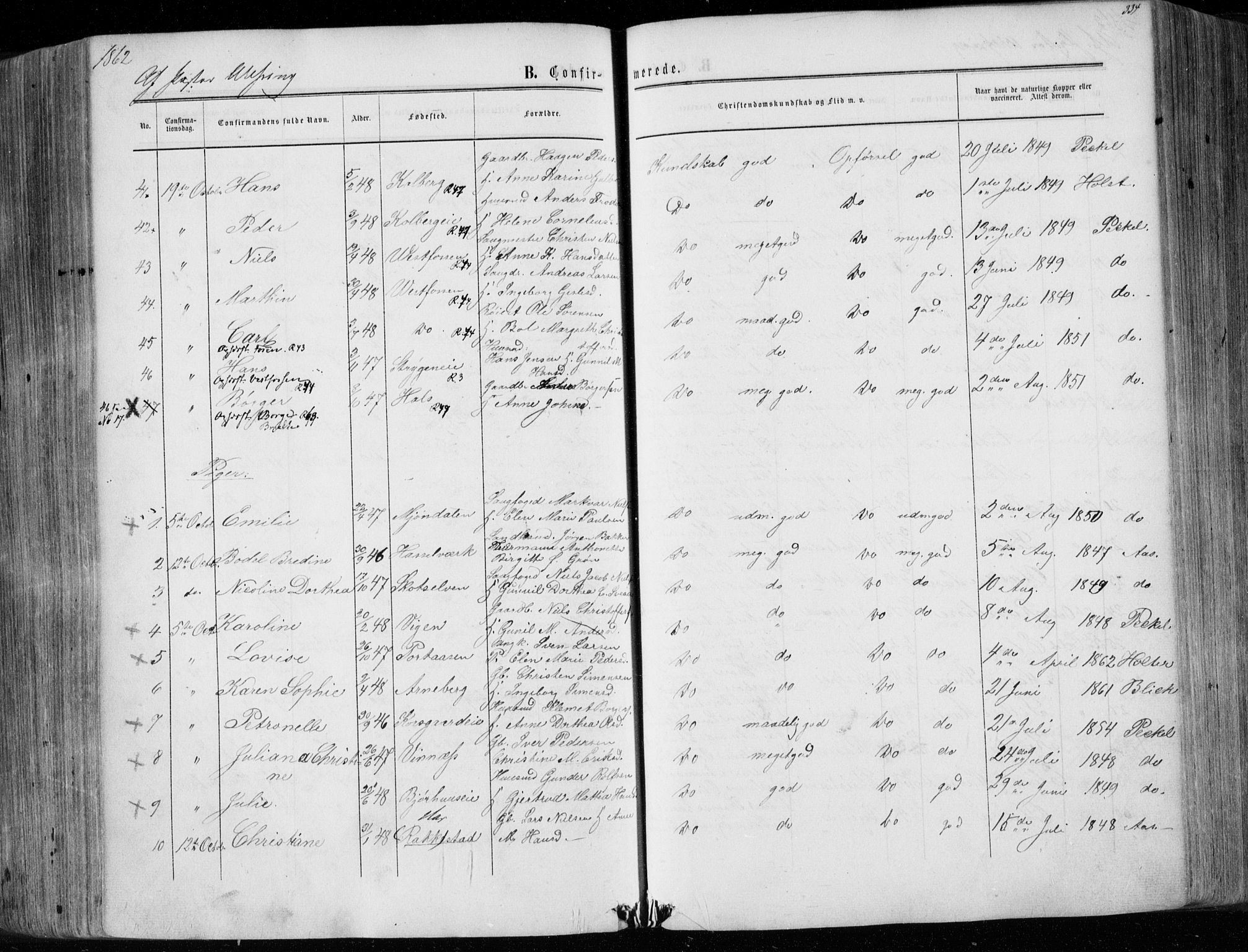 Eiker kirkebøker, AV/SAKO-A-4/F/Fa/L0016: Parish register (official) no. I 16, 1860-1868, p. 334