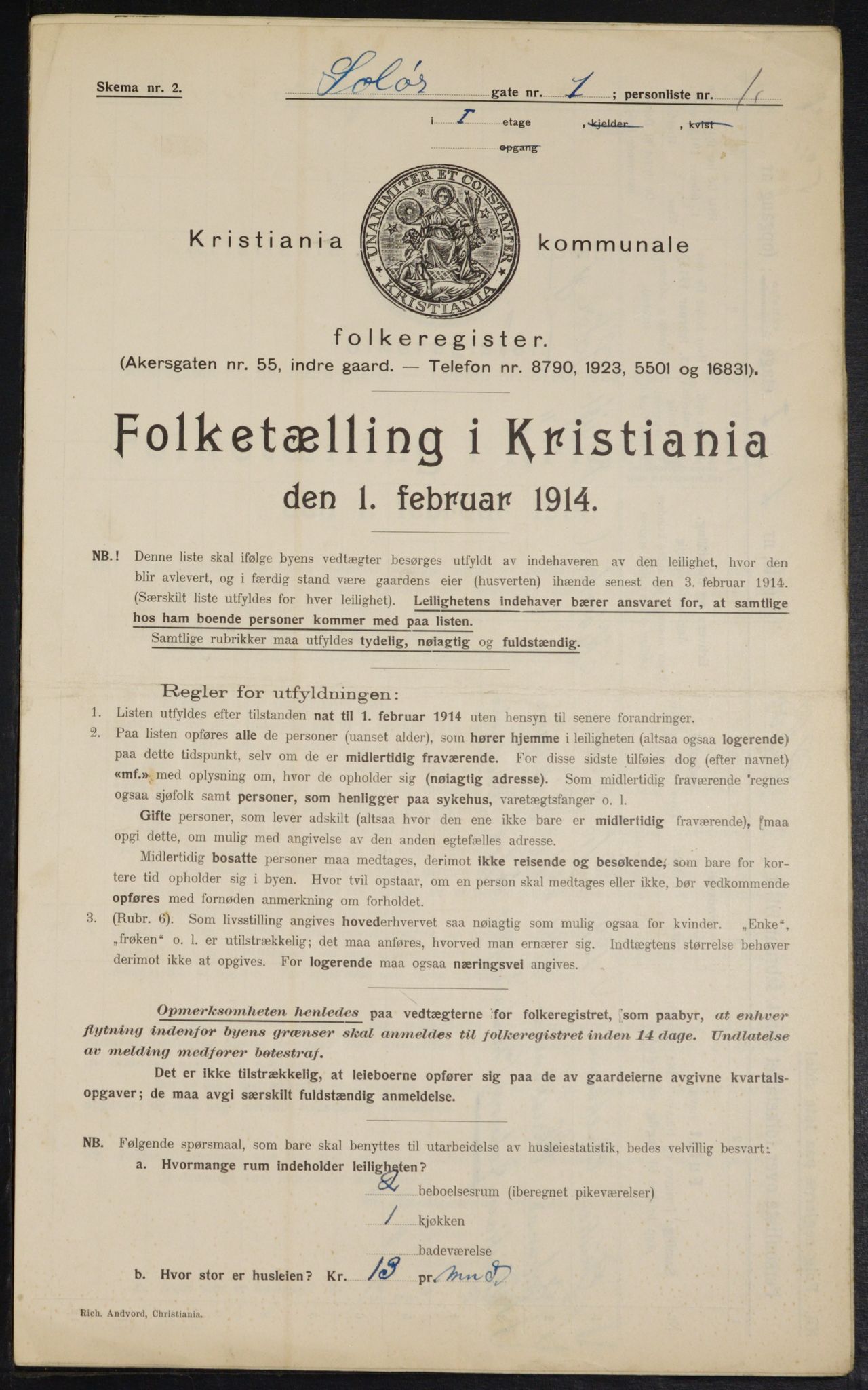 OBA, Municipal Census 1914 for Kristiania, 1914, p. 99560