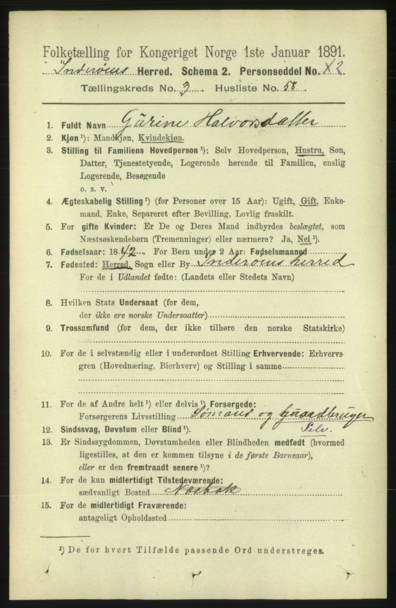 RA, 1891 census for 1729 Inderøy, 1891, p. 2275