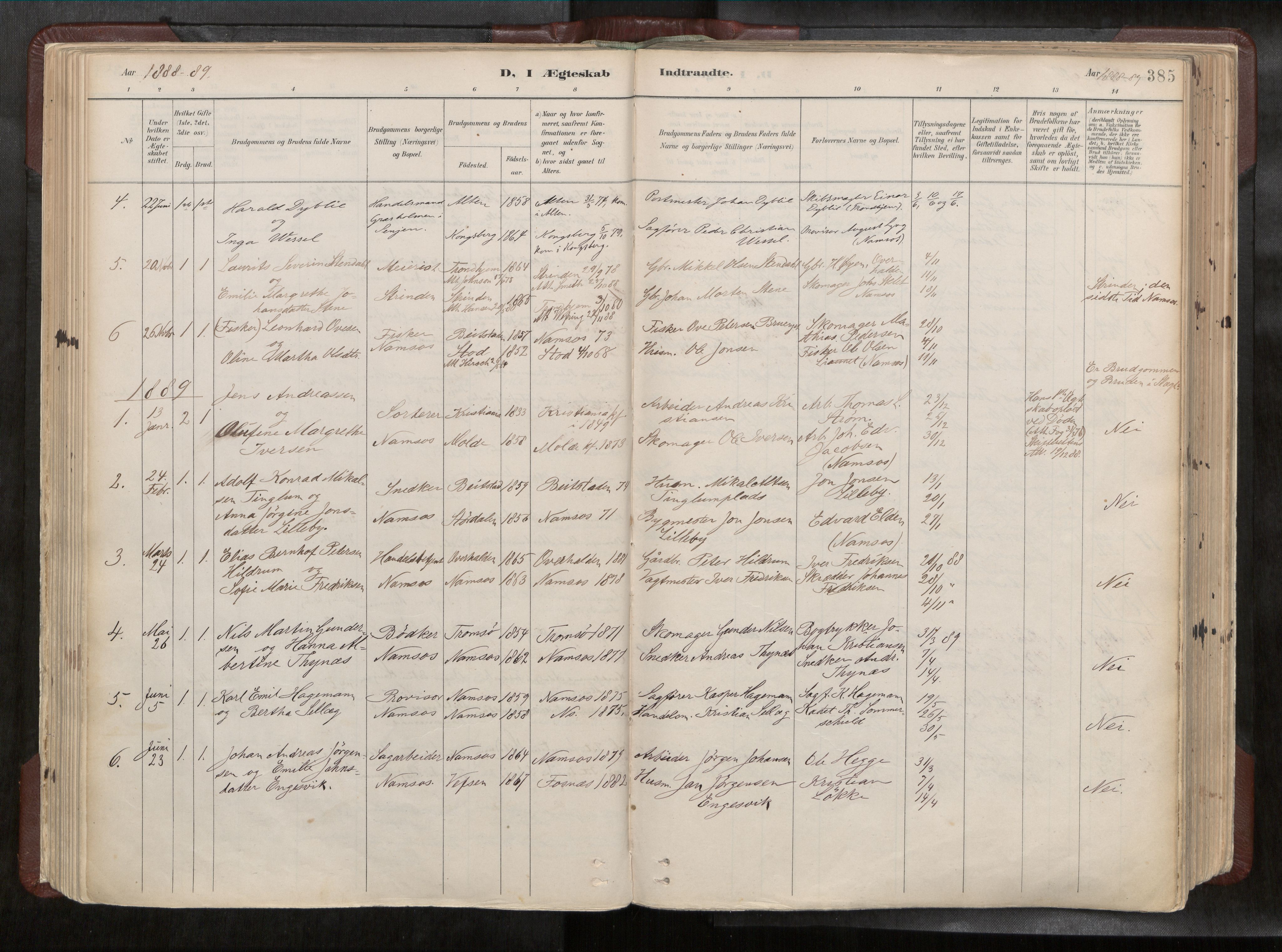 Ministerialprotokoller, klokkerbøker og fødselsregistre - Nord-Trøndelag, SAT/A-1458/768/L0579a: Parish register (official) no. 768A14, 1887-1931, p. 385