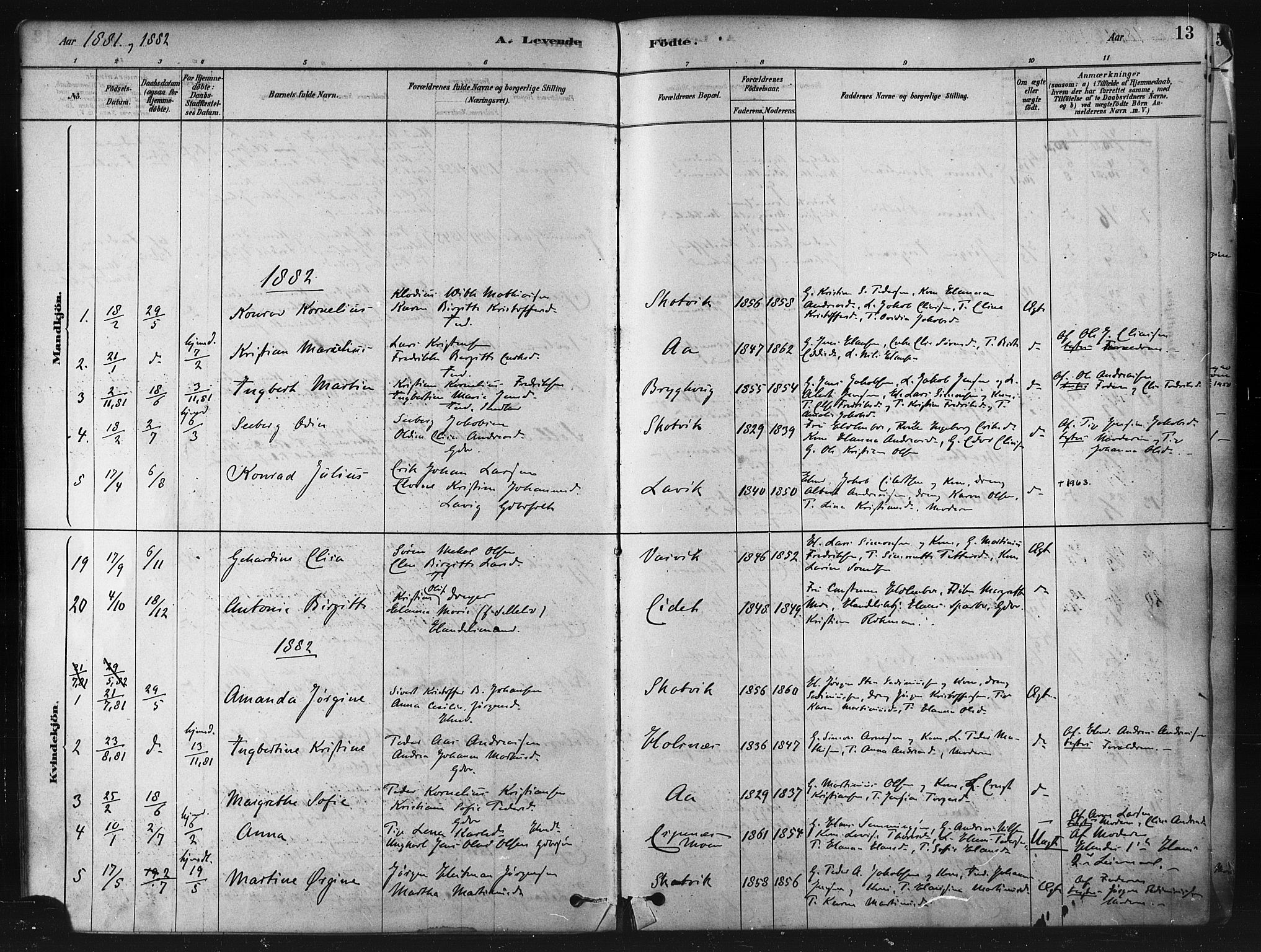 Tranøy sokneprestkontor, SATØ/S-1313/I/Ia/Iaa/L0009kirke: Parish register (official) no. 9, 1878-1904, p. 13