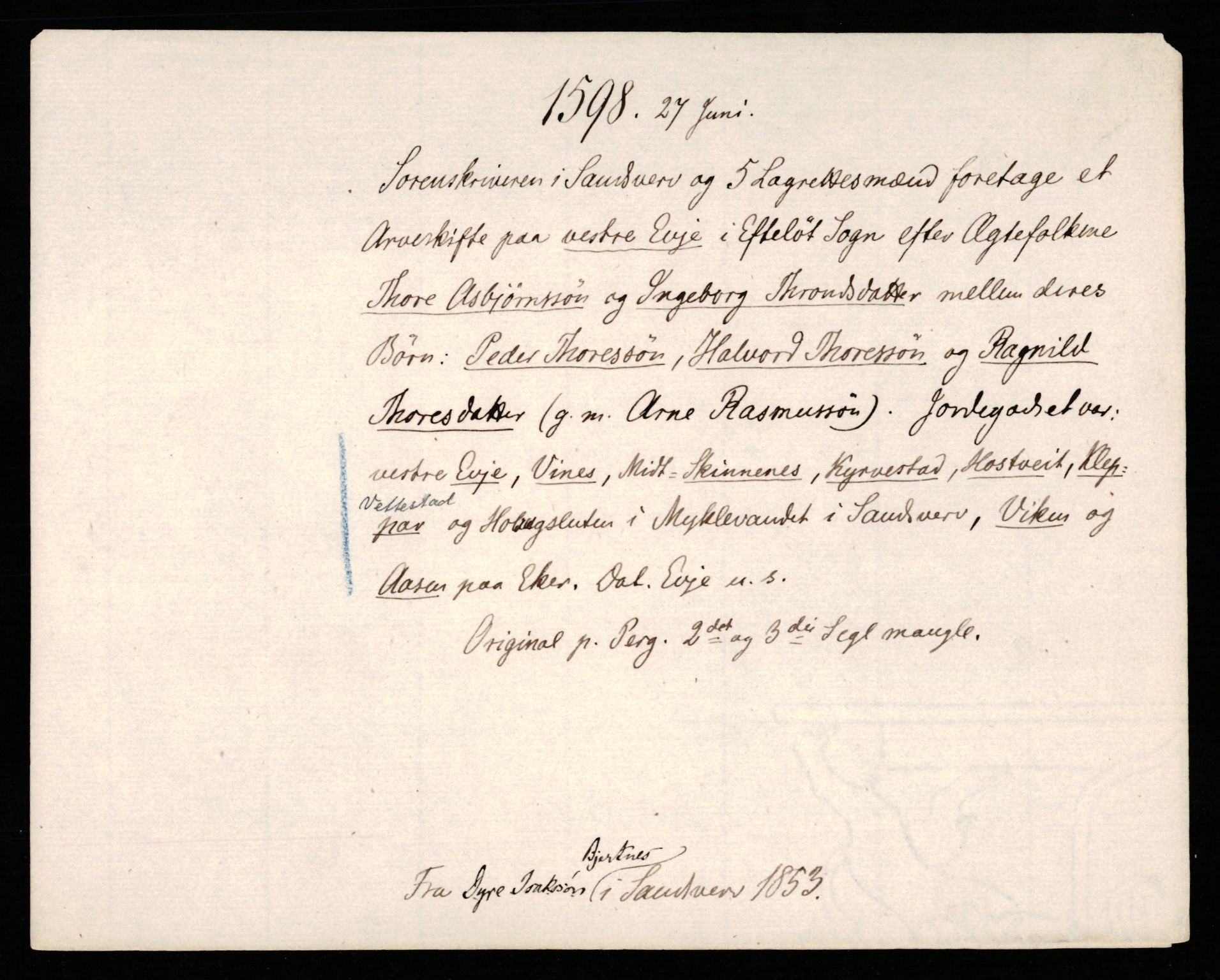 Riksarkivets diplomsamling, AV/RA-EA-5965/F35/F35b/L0004: Riksarkivets diplomer, seddelregister, 1593-1600, p. 451