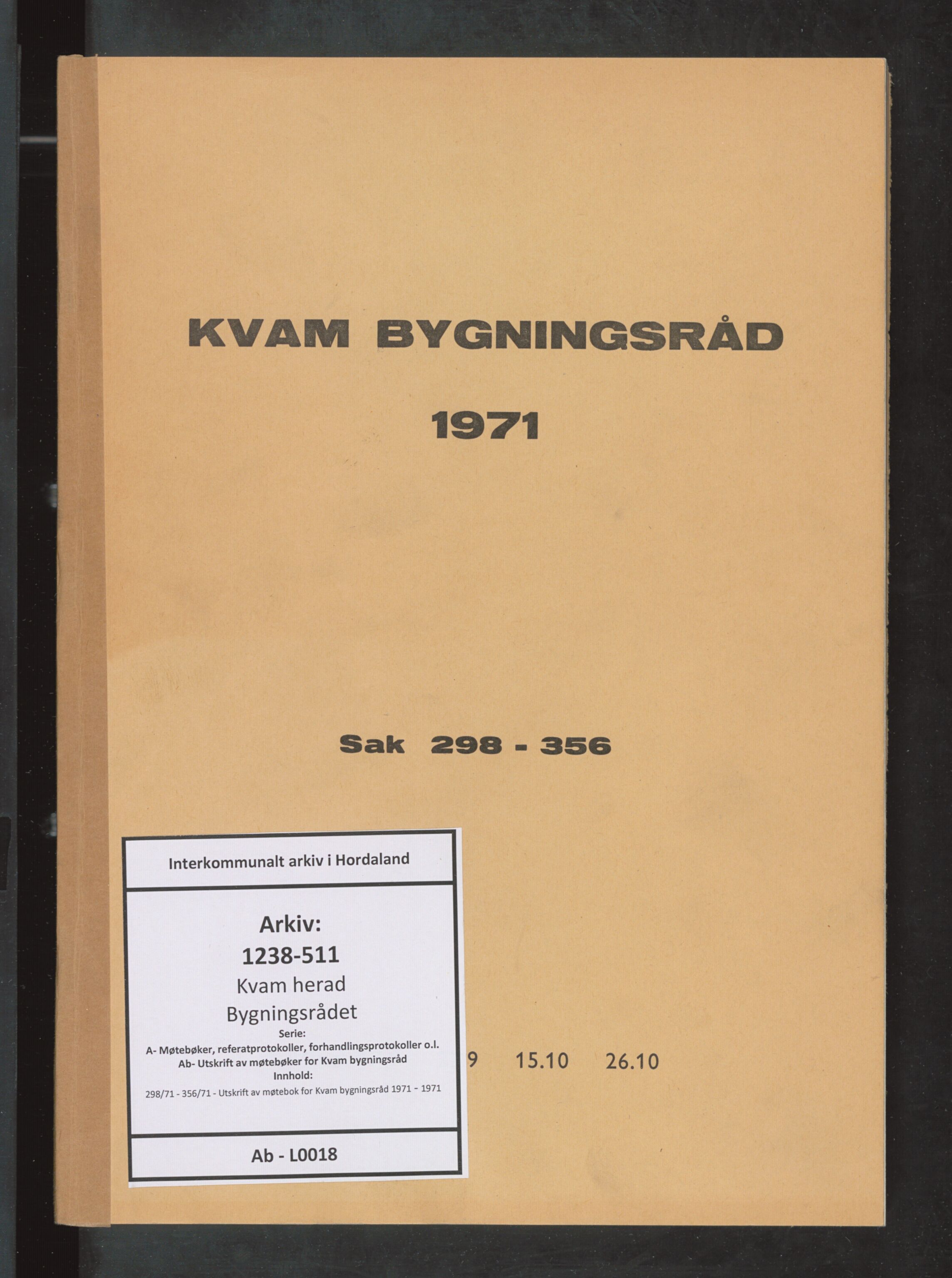 Kvam herad. Bygningsrådet, IKAH/1238-511/A/Ab/L0018: Utskrift av møtebok for Kvam bygningsråd, 1971