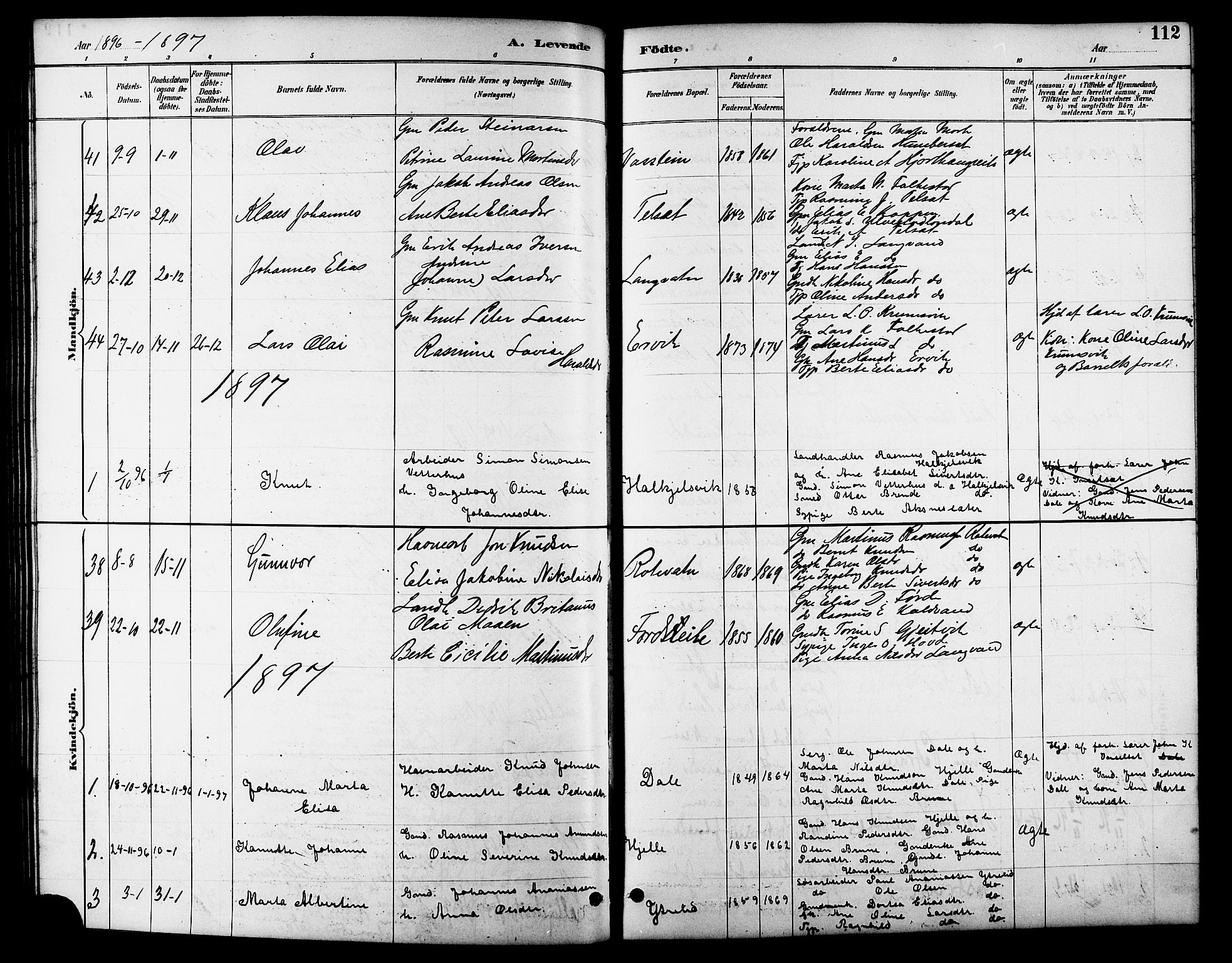 Ministerialprotokoller, klokkerbøker og fødselsregistre - Møre og Romsdal, AV/SAT-A-1454/511/L0158: Parish register (copy) no. 511C04, 1884-1903, p. 112