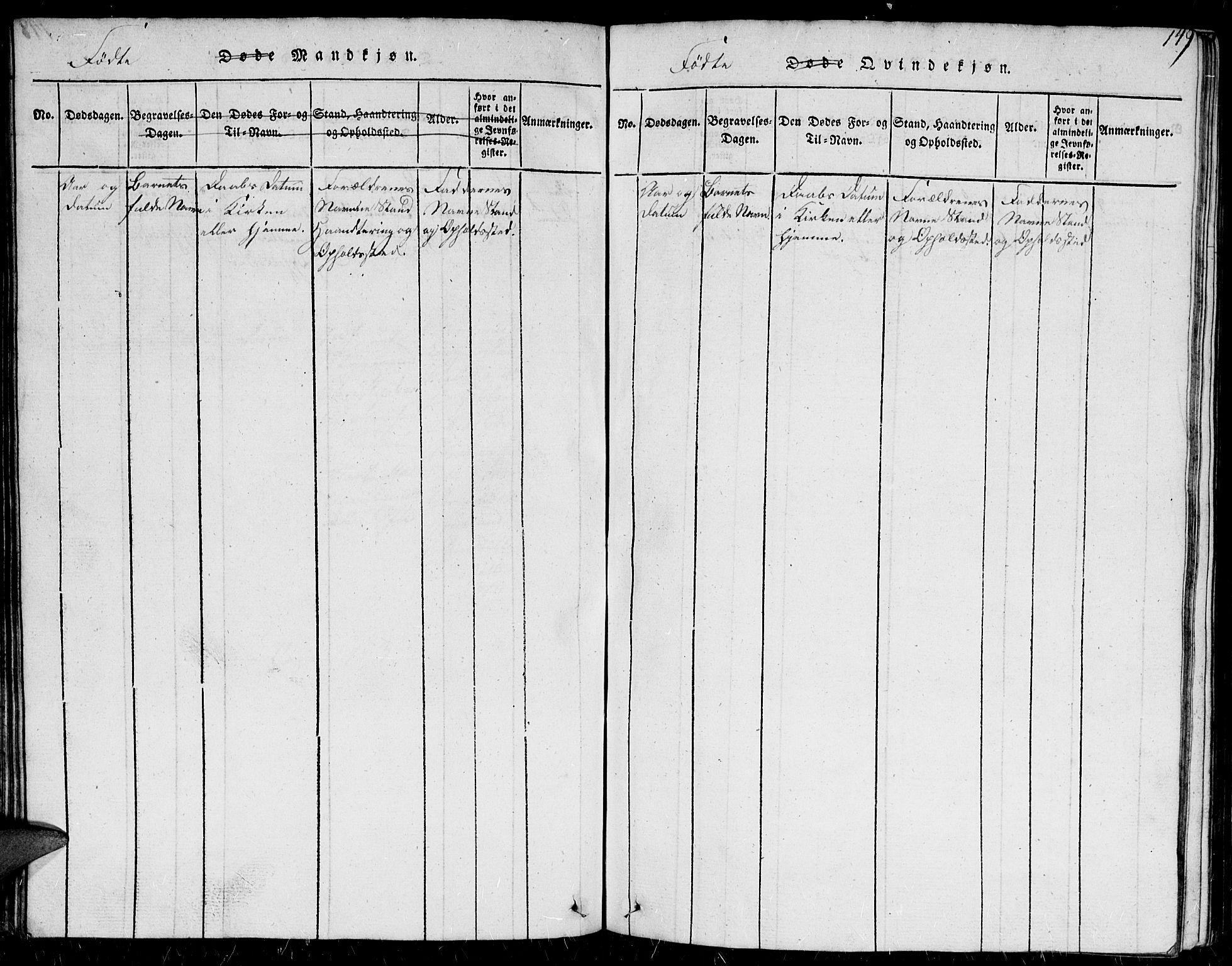 Herad sokneprestkontor, AV/SAK-1111-0018/F/Fb/Fba/L0001: Parish register (copy) no. B 1, 1815-1852, p. 149