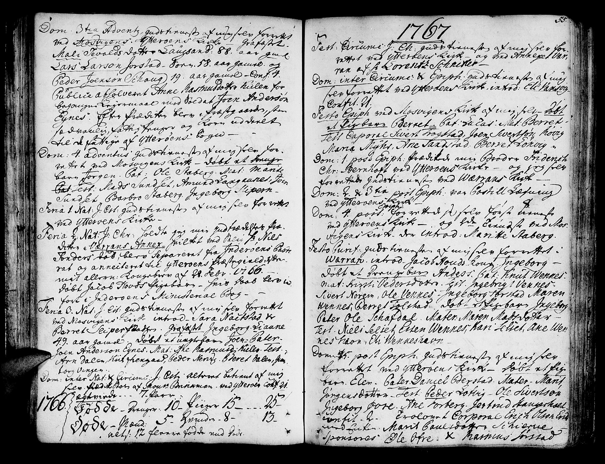 Ministerialprotokoller, klokkerbøker og fødselsregistre - Nord-Trøndelag, SAT/A-1458/722/L0216: Parish register (official) no. 722A03, 1756-1816, p. 55