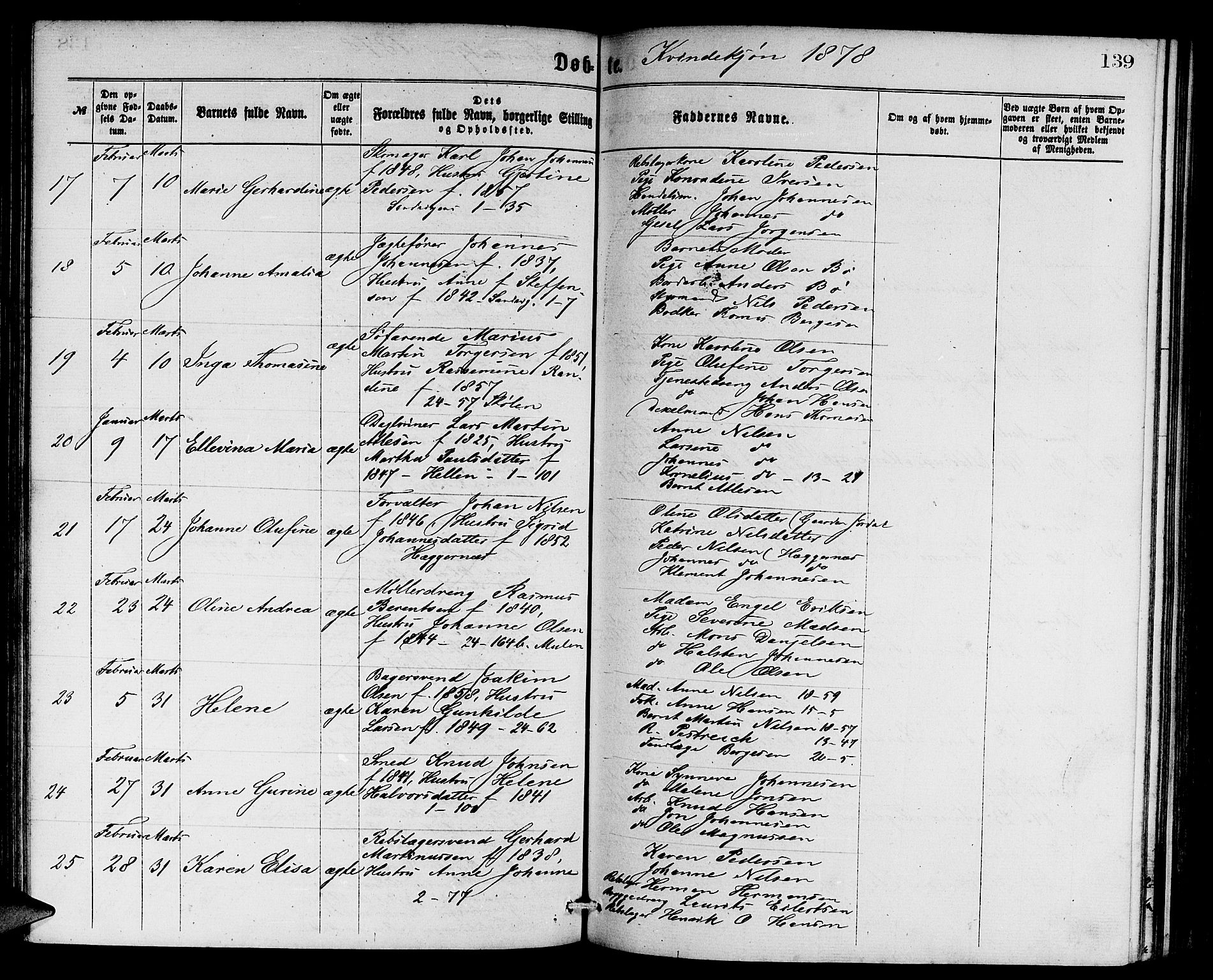 Sandviken Sokneprestembete, AV/SAB-A-77601/H/Hb: Parish register (copy) no. A 1, 1867-1879, p. 139