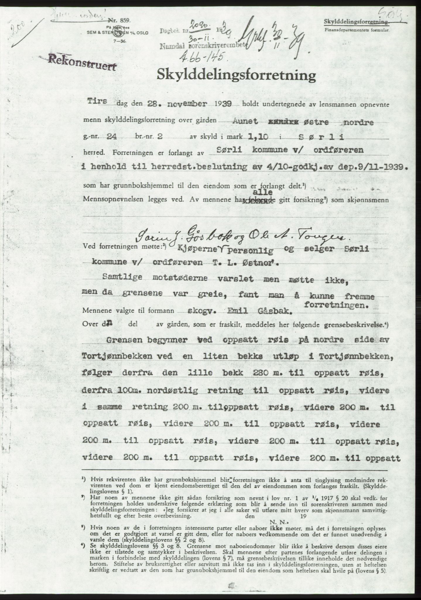 Namdal sorenskriveri, SAT/A-4133/1/2/2C: Mortgage book no. -, 1937-1939, Deed date: 30.11.1939