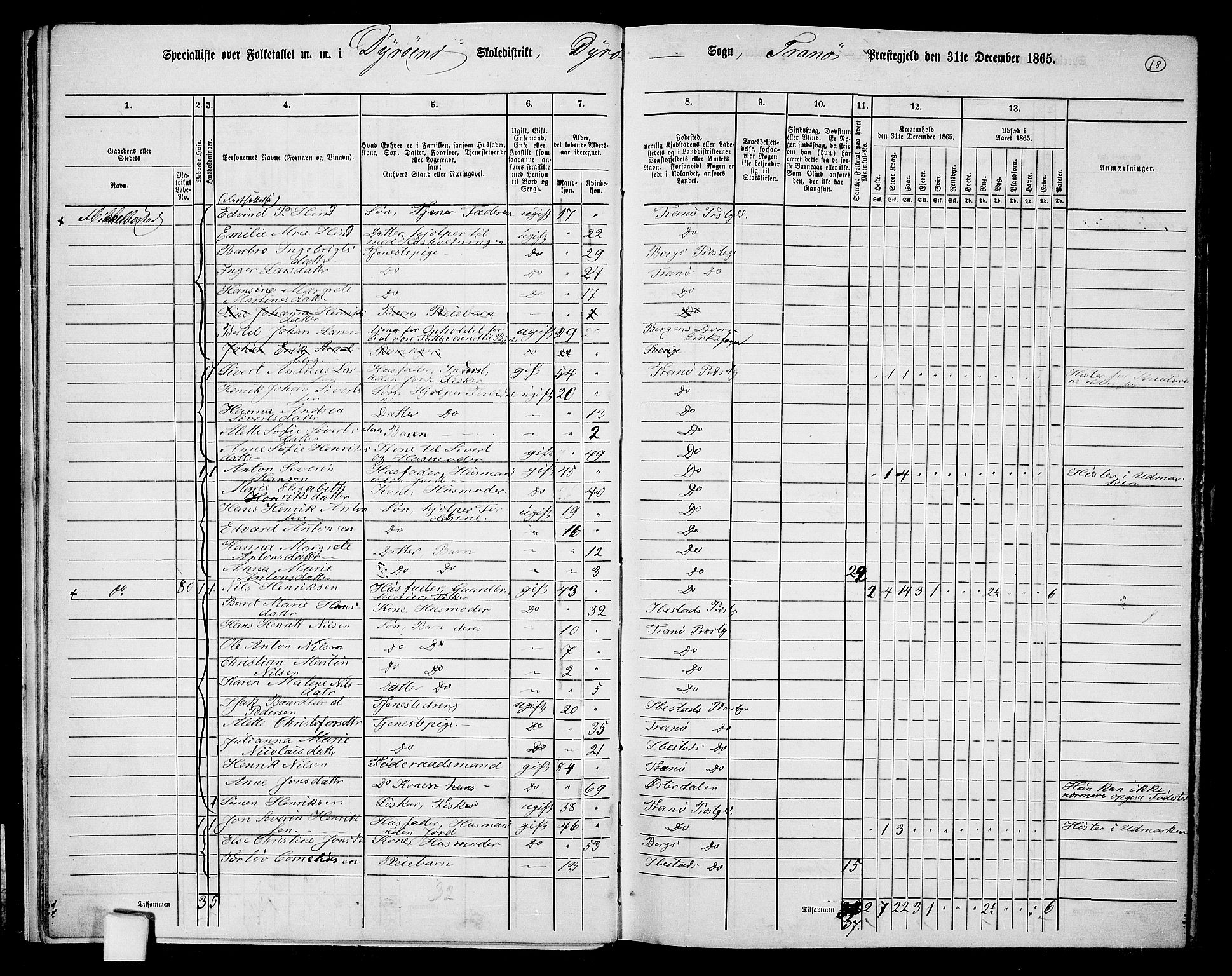 RA, 1865 census for Tranøy, 1865, p. 16