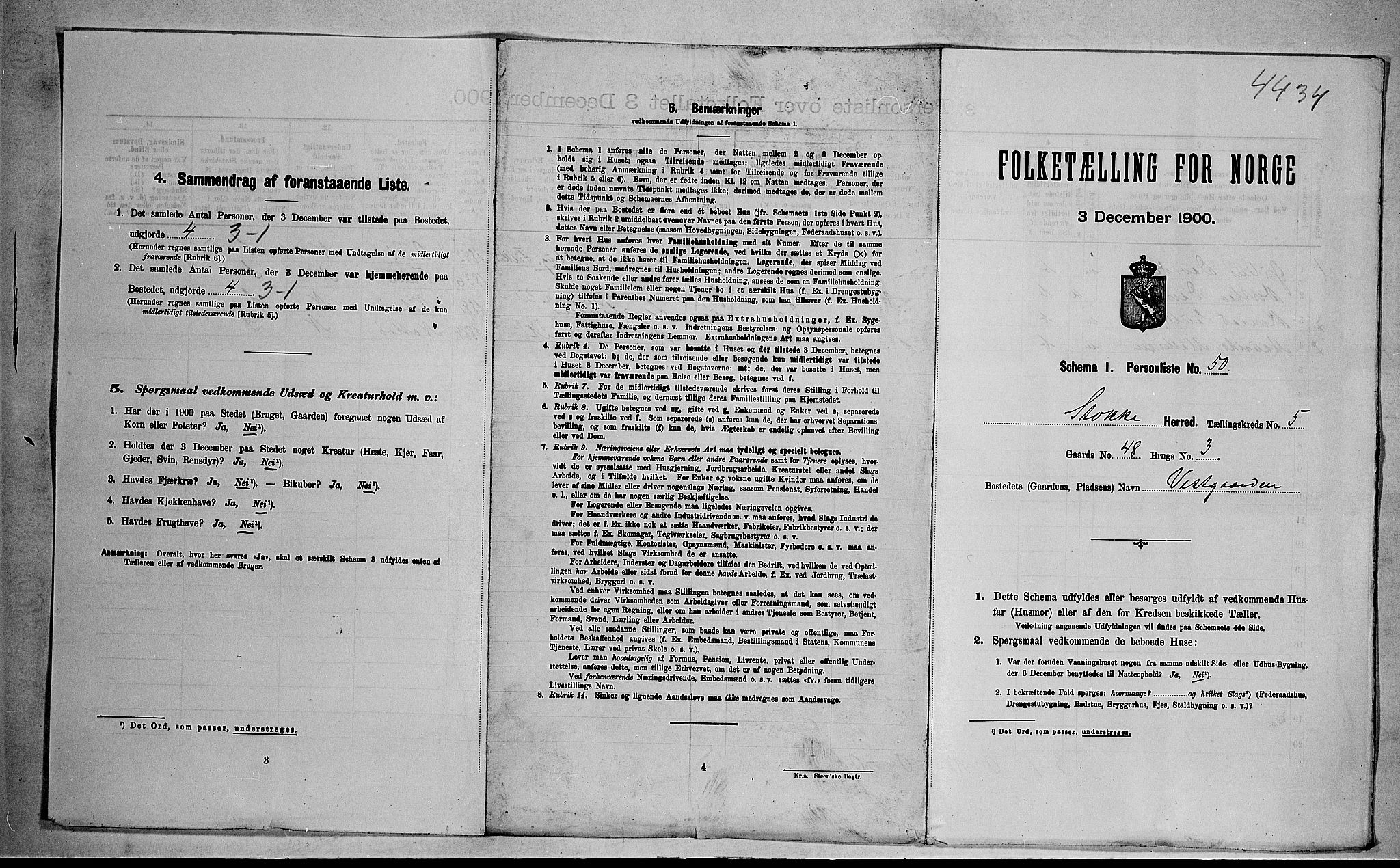 RA, 1900 census for Stokke, 1900, p. 1076