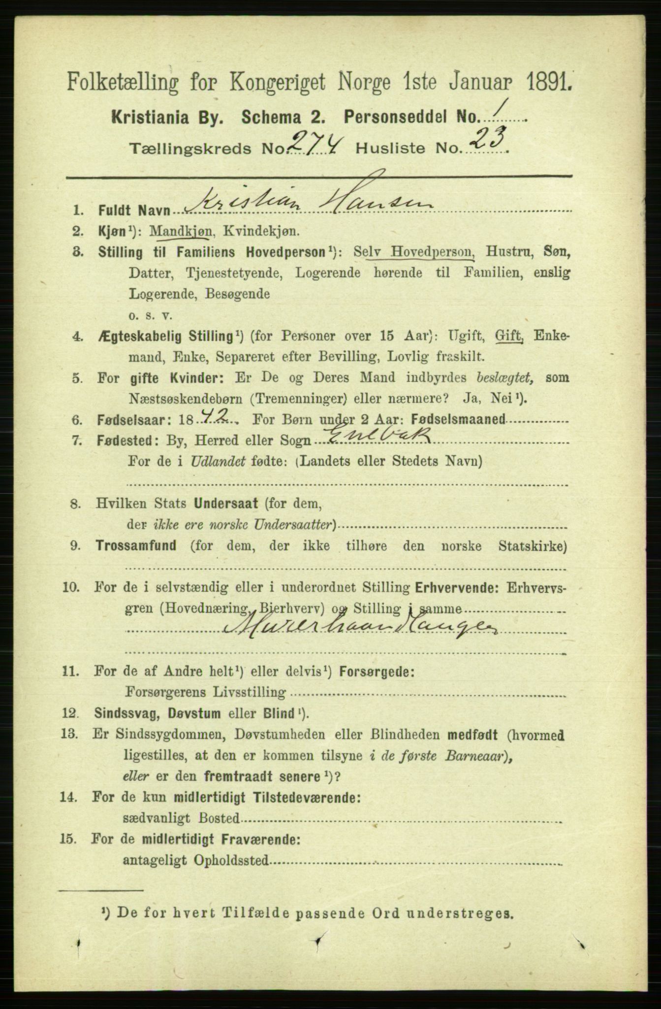 RA, 1891 census for 0301 Kristiania, 1891, p. 166863