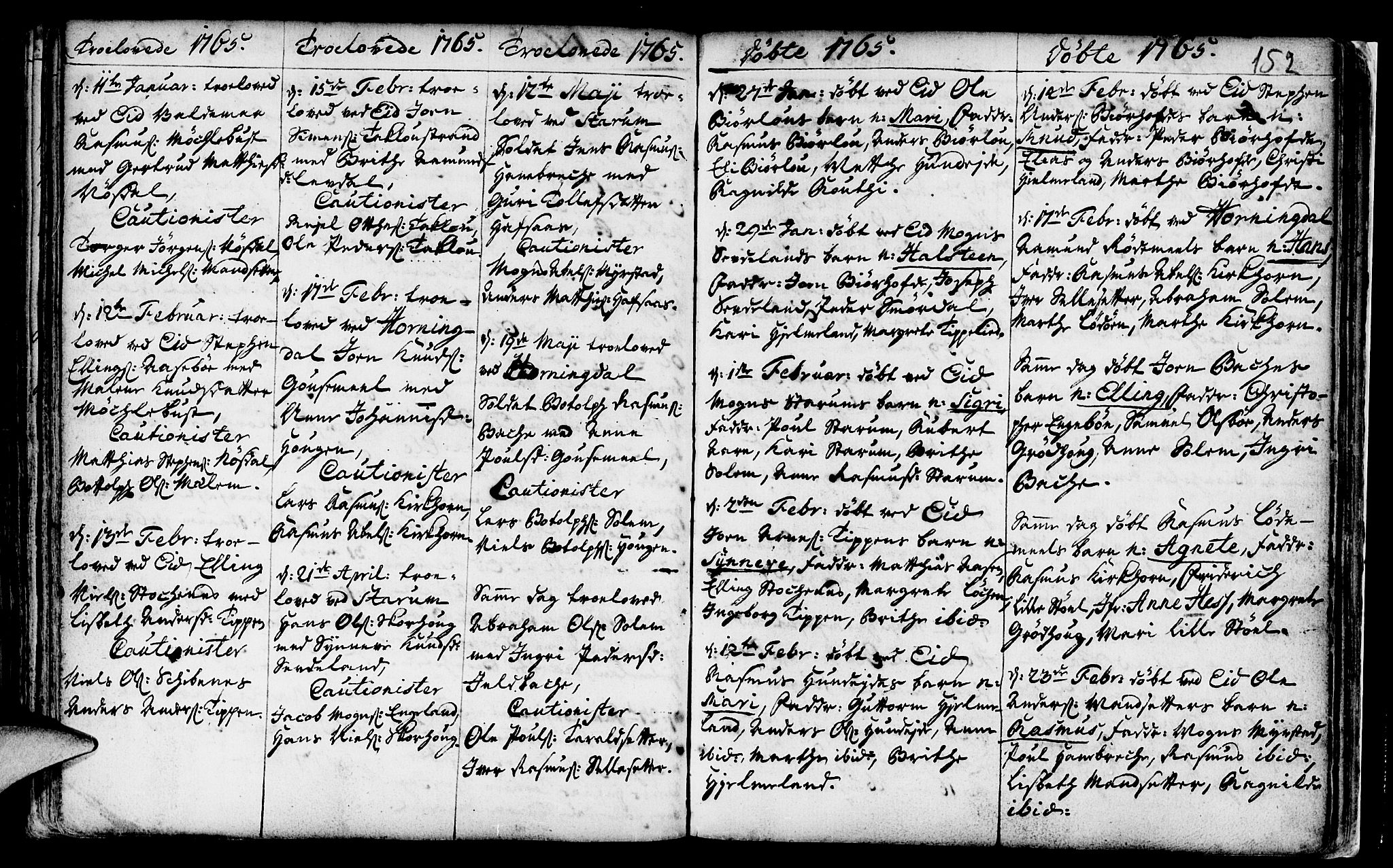 Eid sokneprestembete, SAB/A-82301/H/Haa/Haaa/L0002: Parish register (official) no. A 2, 1741-1769, p. 152