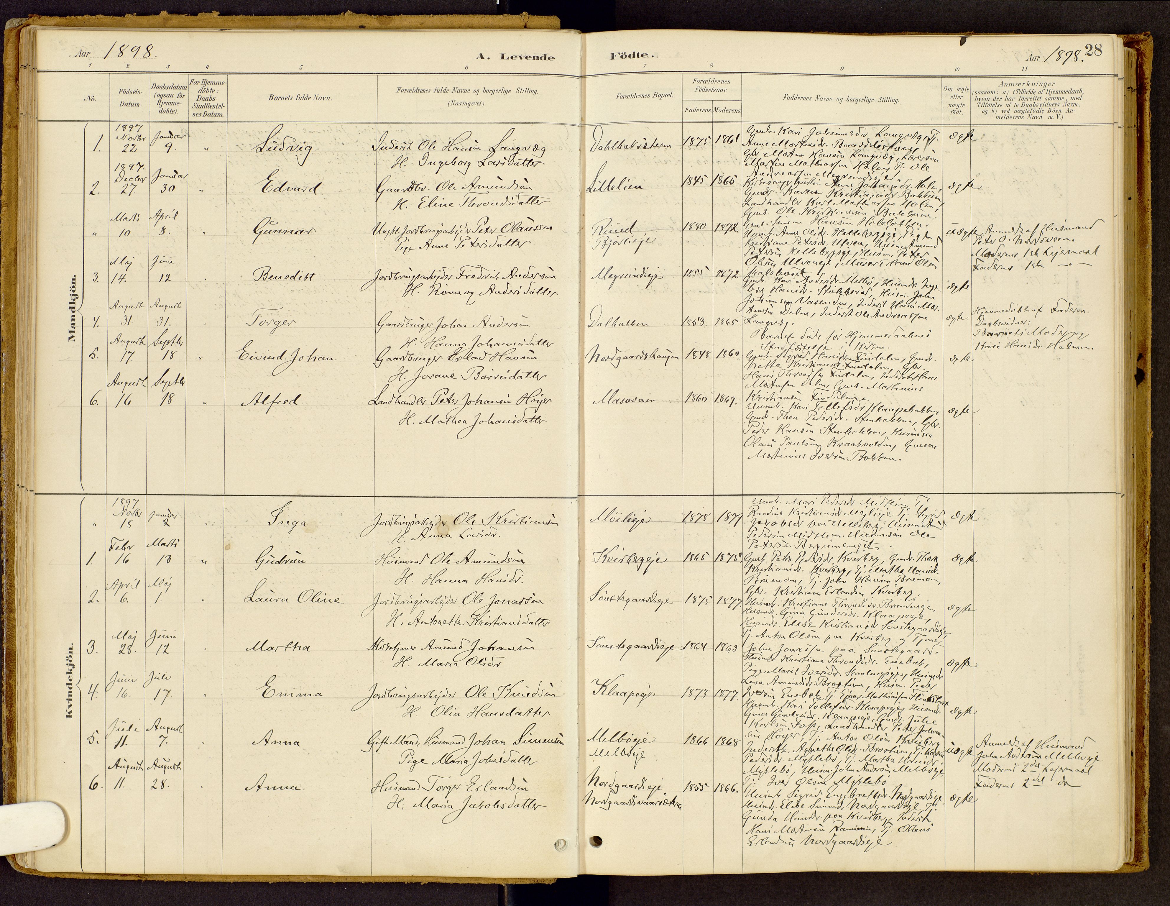 Vestre Gausdal prestekontor, SAH/PREST-094/H/Ha/Haa/L0002: Parish register (official) no. 2, 1887-1918, p. 28