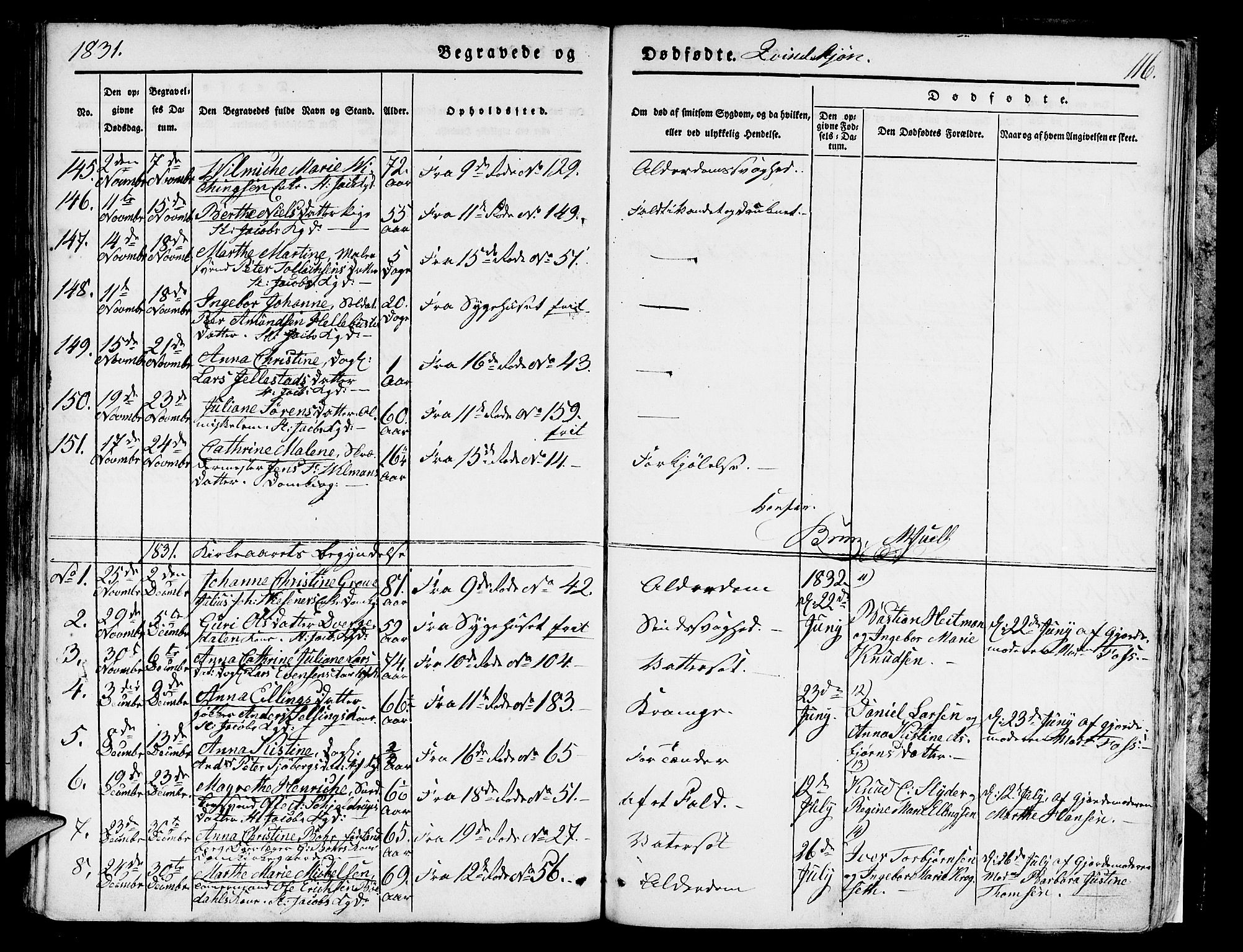 Domkirken sokneprestembete, SAB/A-74801/H/Hab/L0006: Parish register (copy) no. A 6, 1827-1834, p. 116
