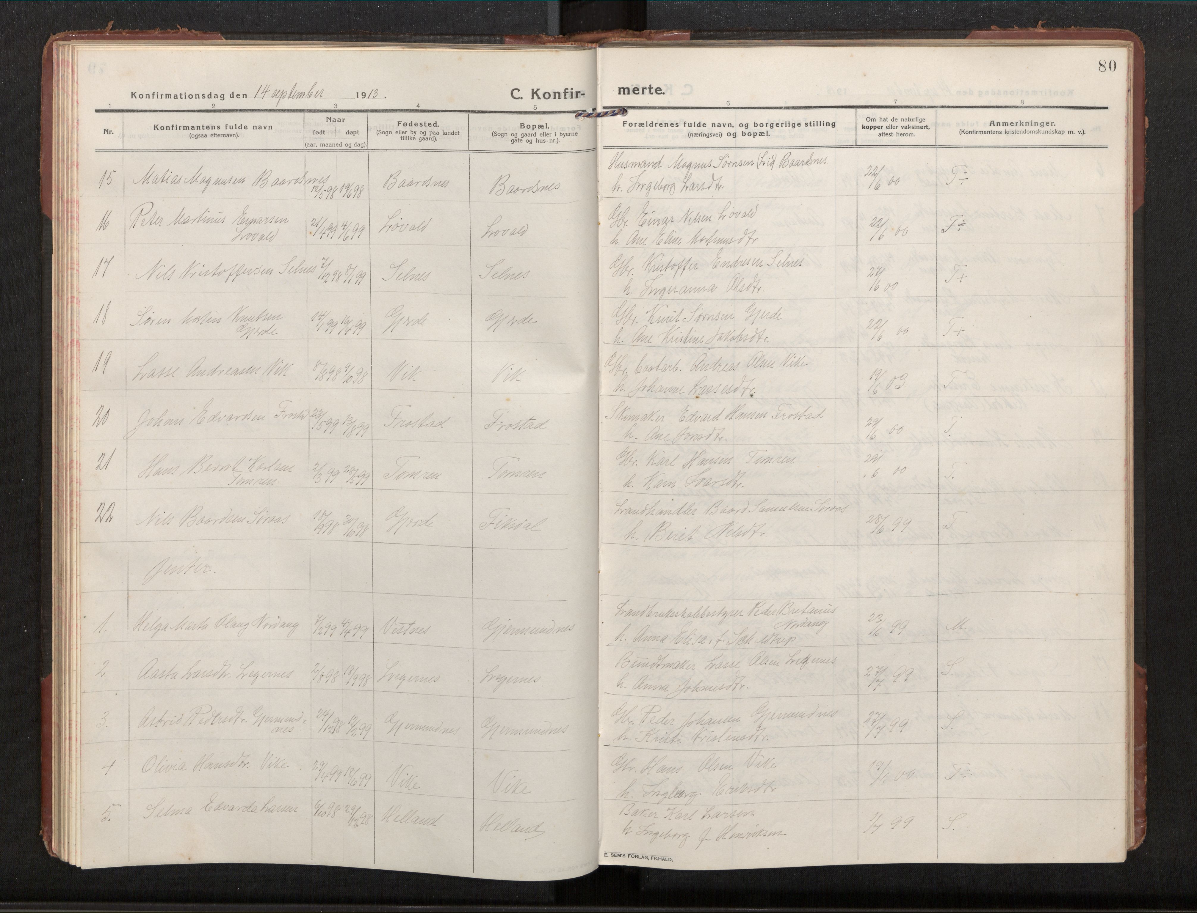 Ministerialprotokoller, klokkerbøker og fødselsregistre - Møre og Romsdal, AV/SAT-A-1454/539/L0536a: Parish register (copy) no. 539C03, 1912-1936, p. 80