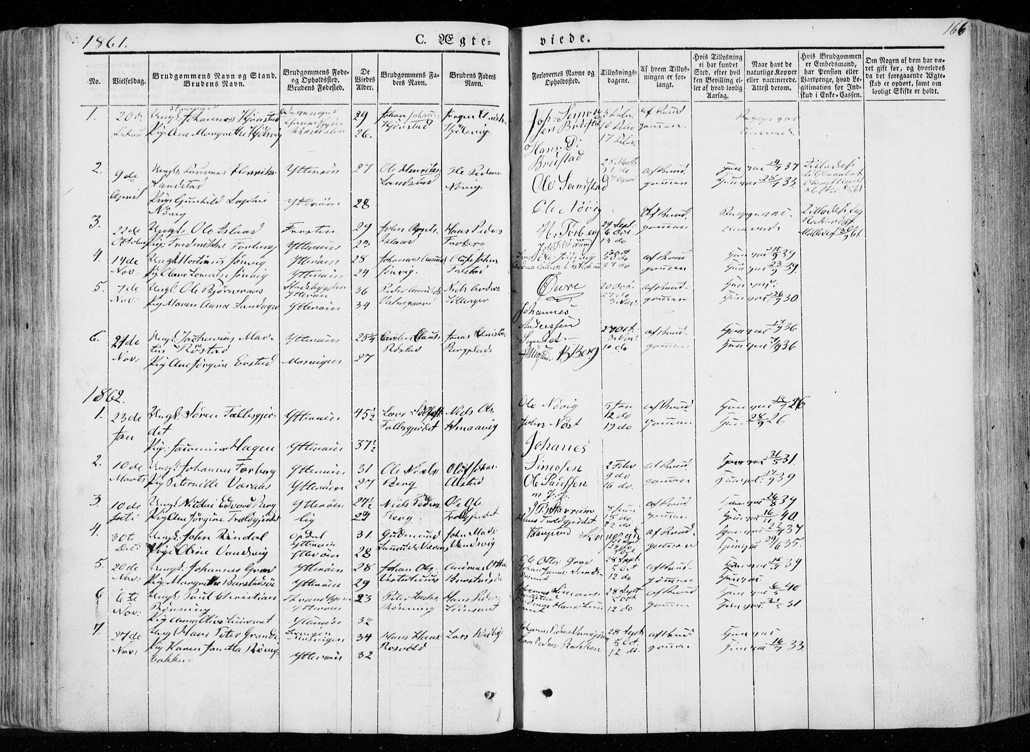 Ministerialprotokoller, klokkerbøker og fødselsregistre - Nord-Trøndelag, SAT/A-1458/722/L0218: Parish register (official) no. 722A05, 1843-1868, p. 166