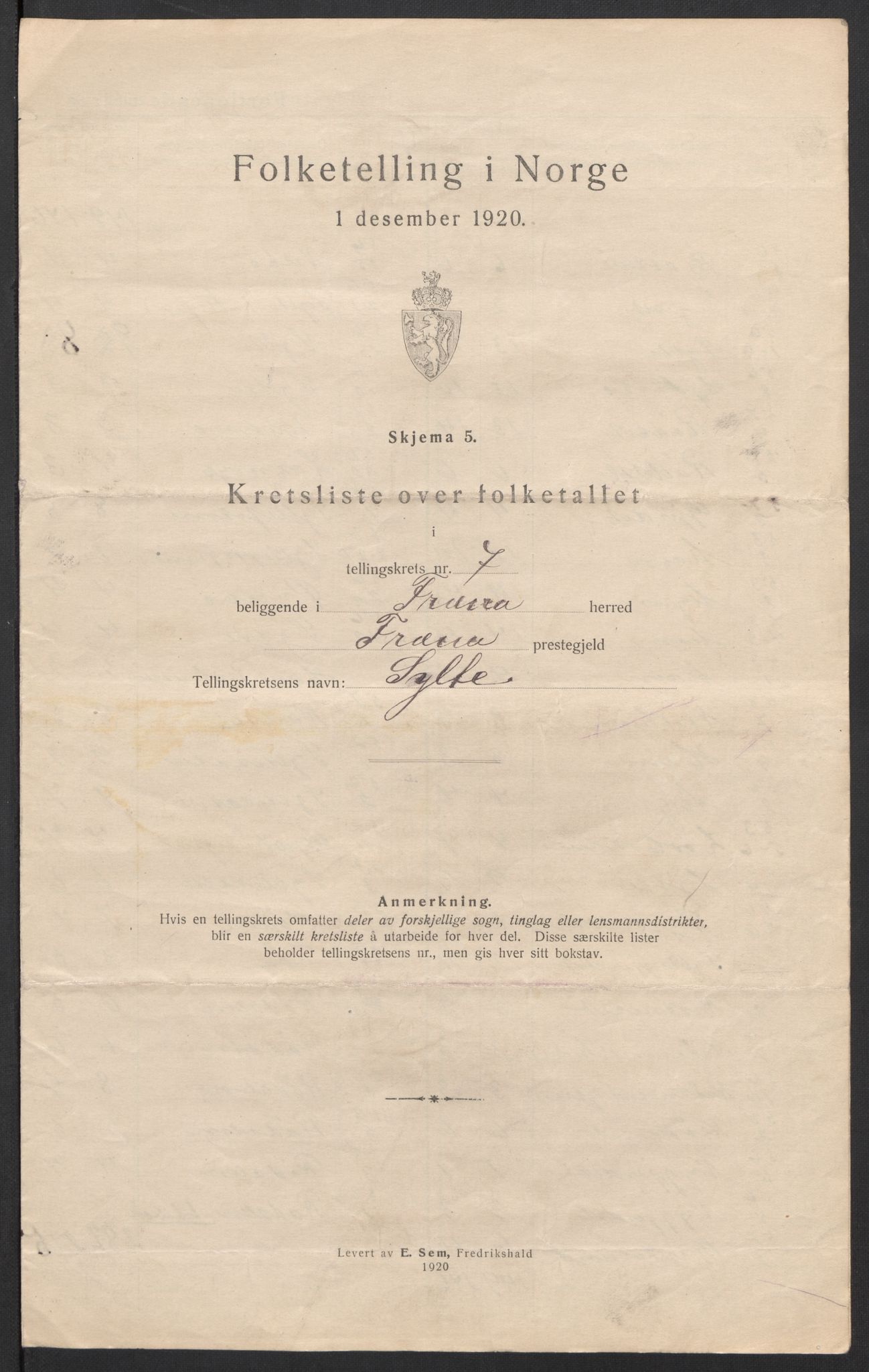 SAT, 1920 census for Fræna, 1920, p. 24