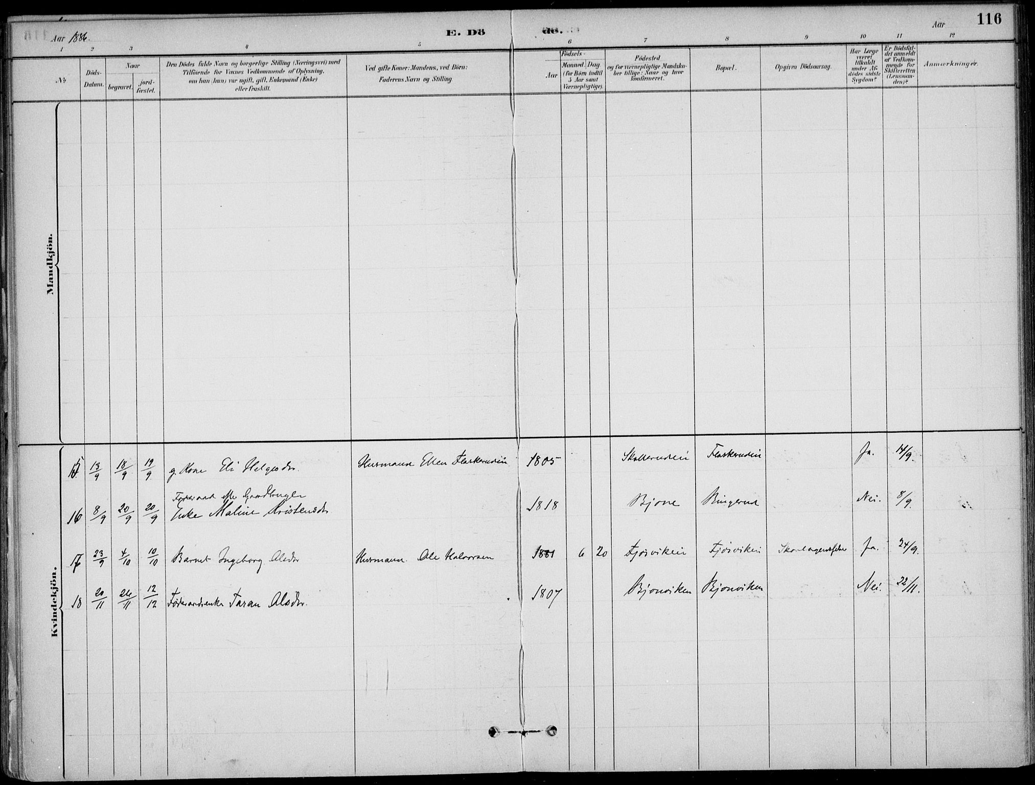 Ådal kirkebøker, AV/SAKO-A-248/F/Fa/L0003: Parish register (official) no. I 3, 1884-1903, p. 116