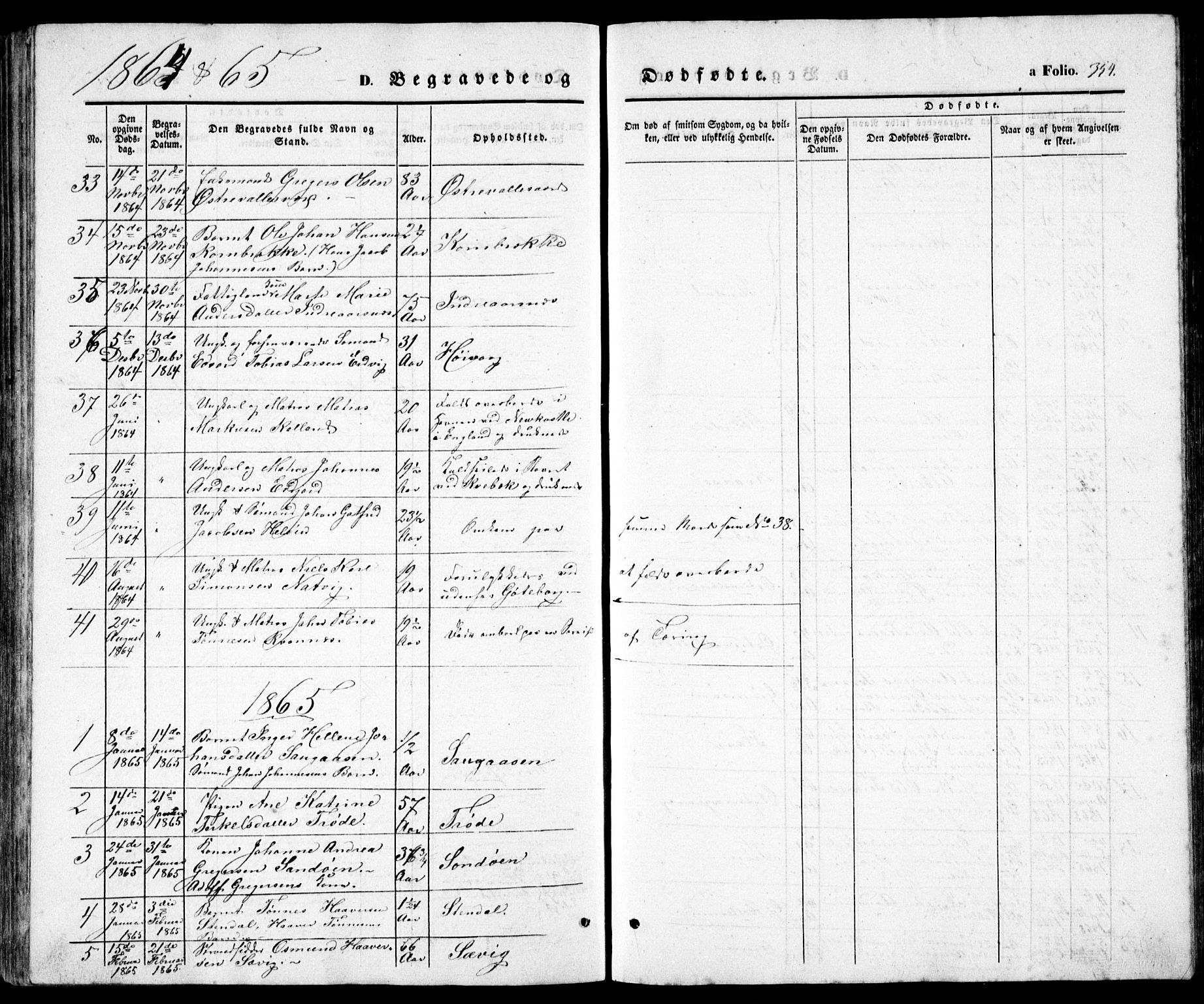 Høvåg sokneprestkontor, SAK/1111-0025/F/Fb/L0002: Parish register (copy) no. B 2, 1847-1869, p. 354