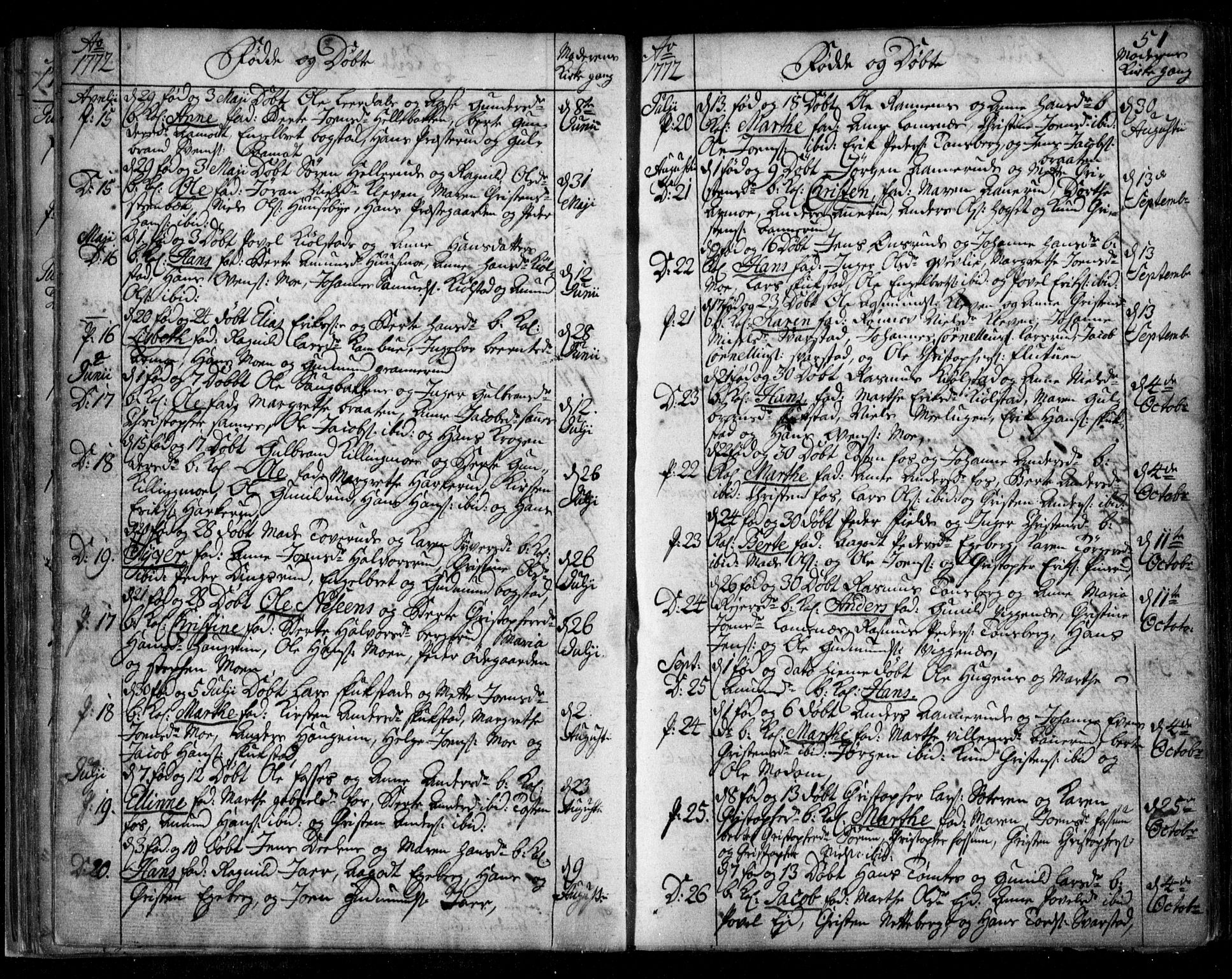 Aurskog prestekontor Kirkebøker, SAO/A-10304a/F/Fa/L0003: Parish register (official) no. I 3, 1767-1807, p. 51