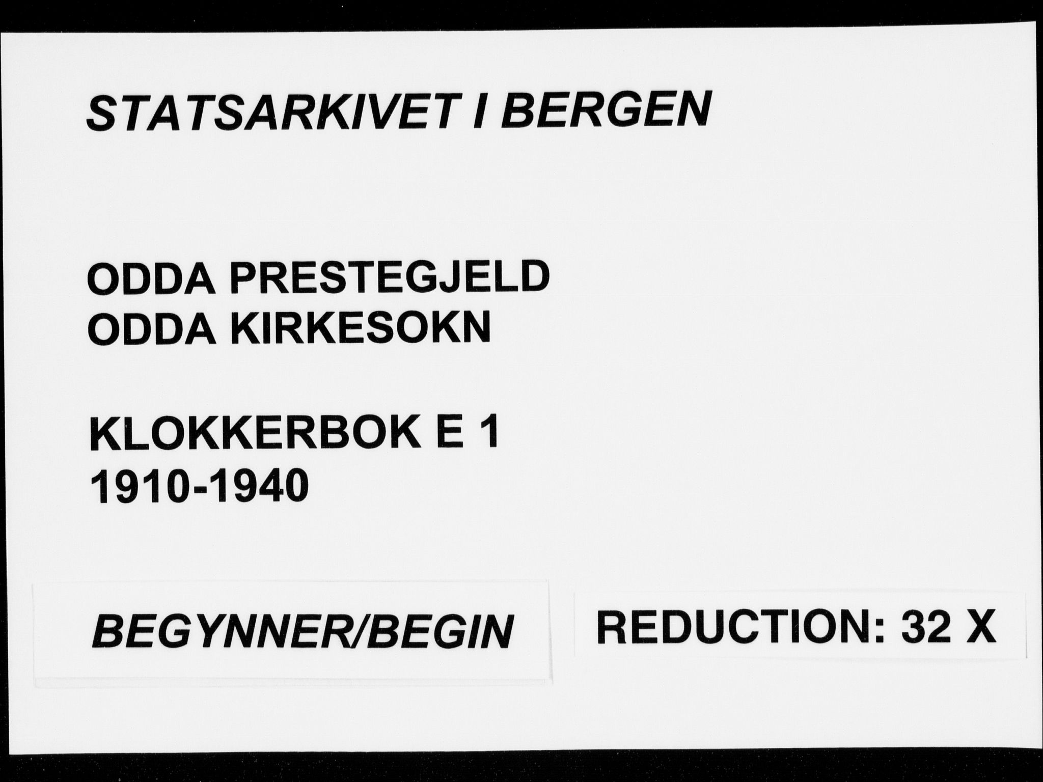 Odda Sokneprestembete, SAB/A-77201/H/Hab: Parish register (copy) no. E 1, 1910-1940
