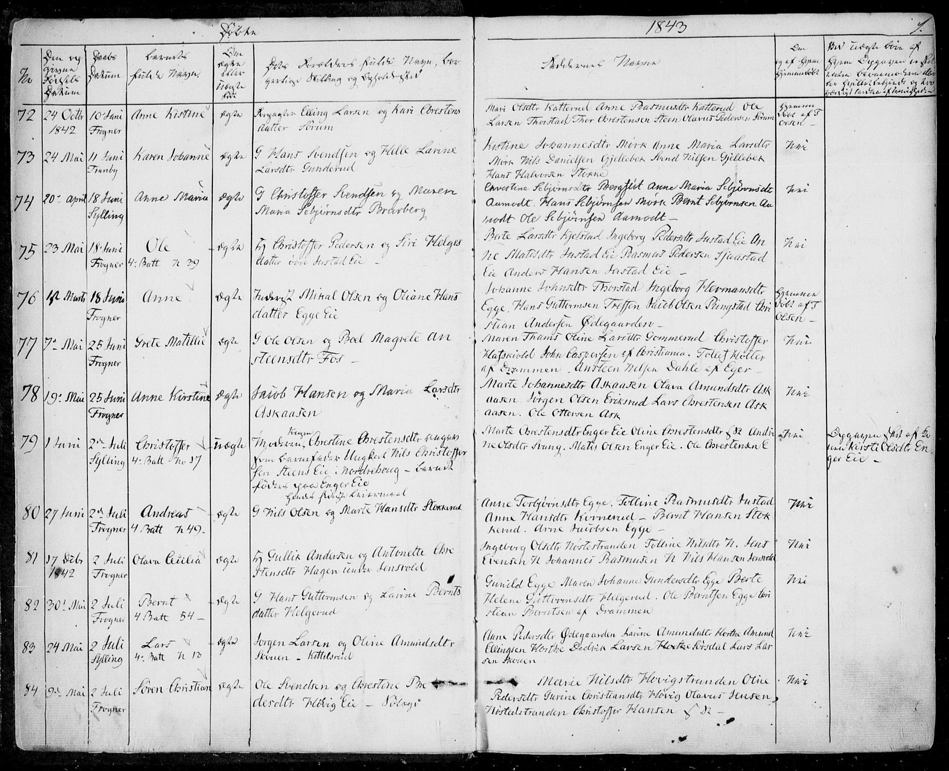 Lier kirkebøker, SAKO/A-230/F/Fa/L0011: Parish register (official) no. I 11, 1843-1854, p. 1