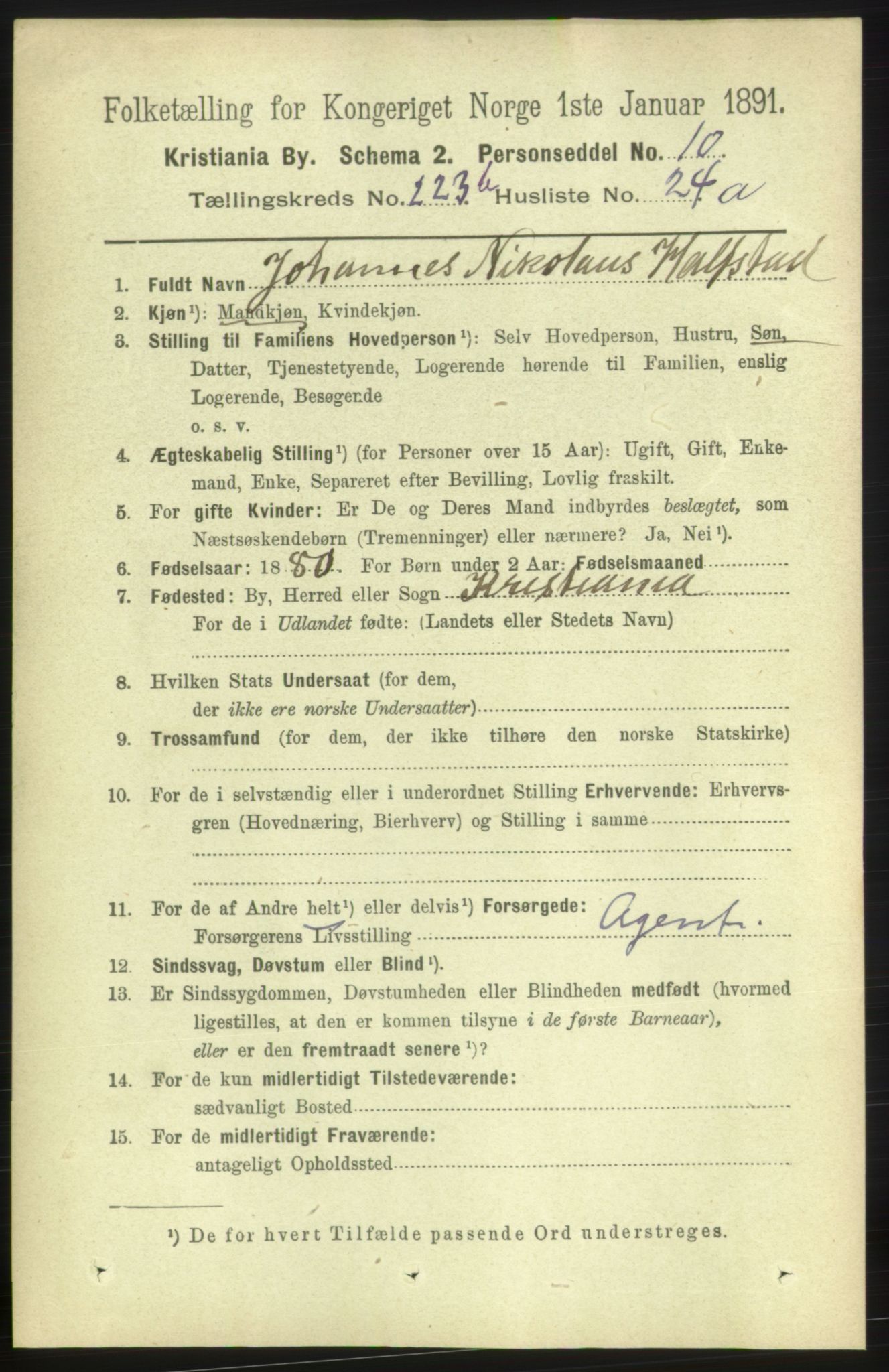 RA, 1891 census for 0301 Kristiania, 1891, p. 142013