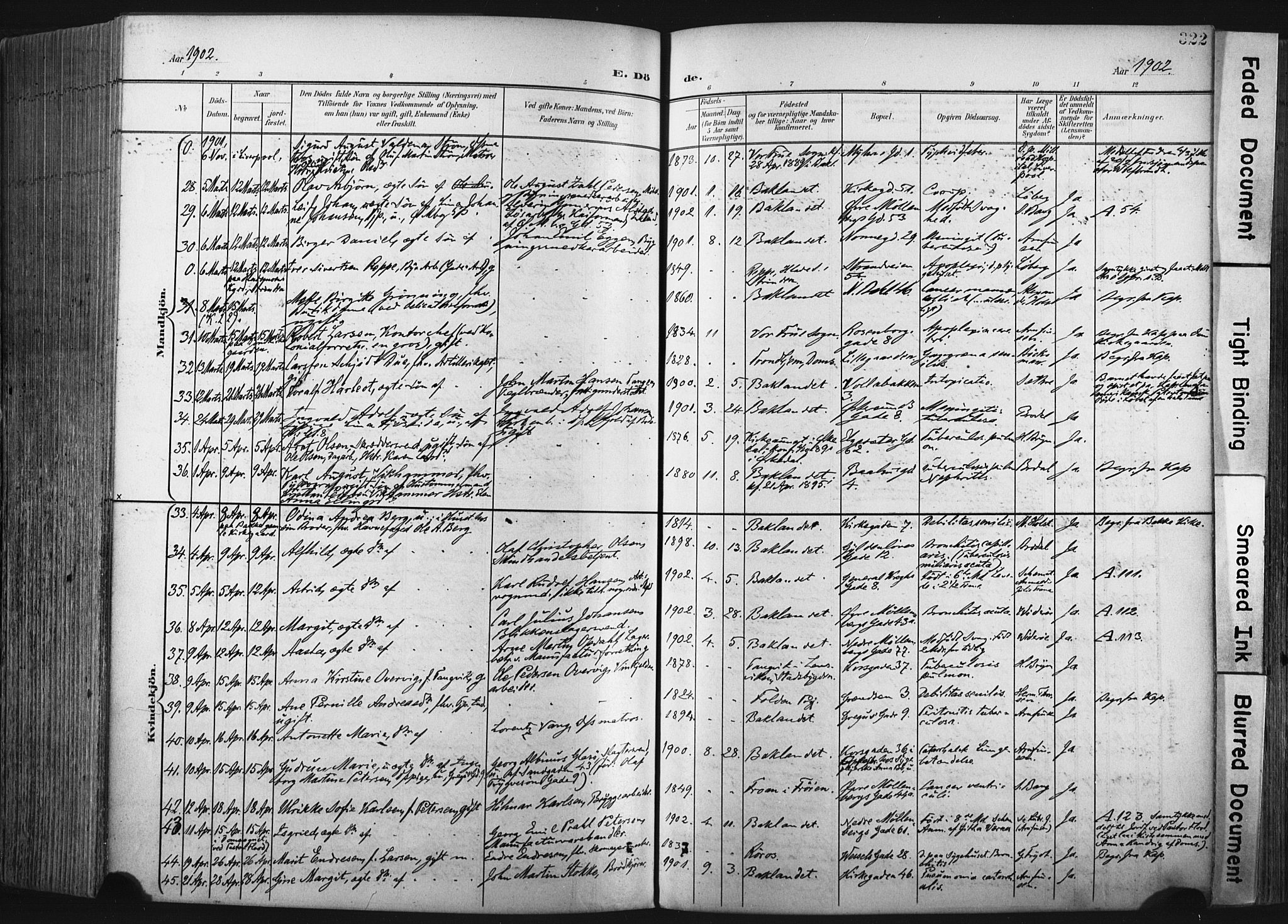 Ministerialprotokoller, klokkerbøker og fødselsregistre - Sør-Trøndelag, SAT/A-1456/604/L0201: Parish register (official) no. 604A21, 1901-1911, p. 322