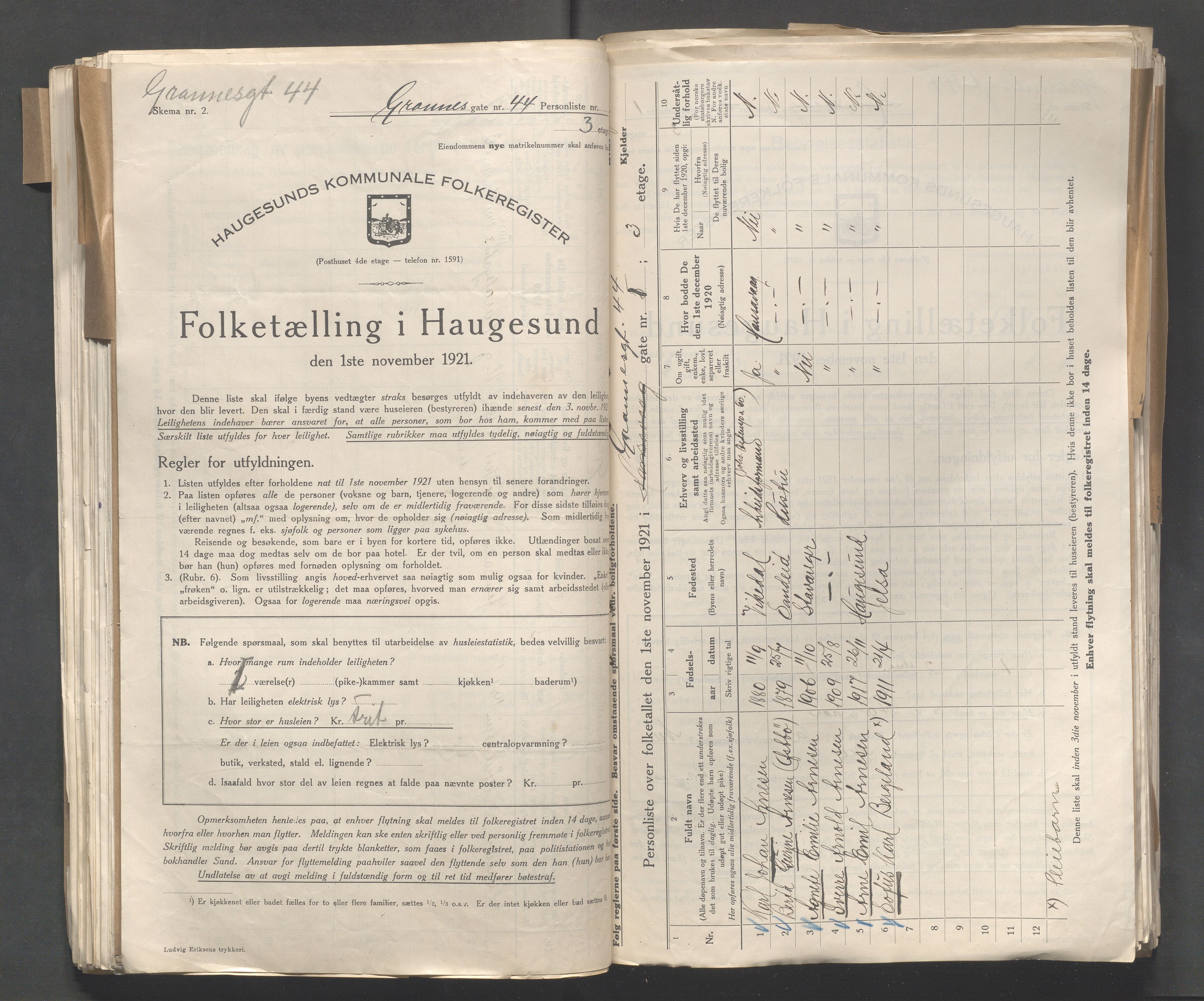 IKAR, Local census 1.11.1921 for Haugesund, 1921, p. 5992