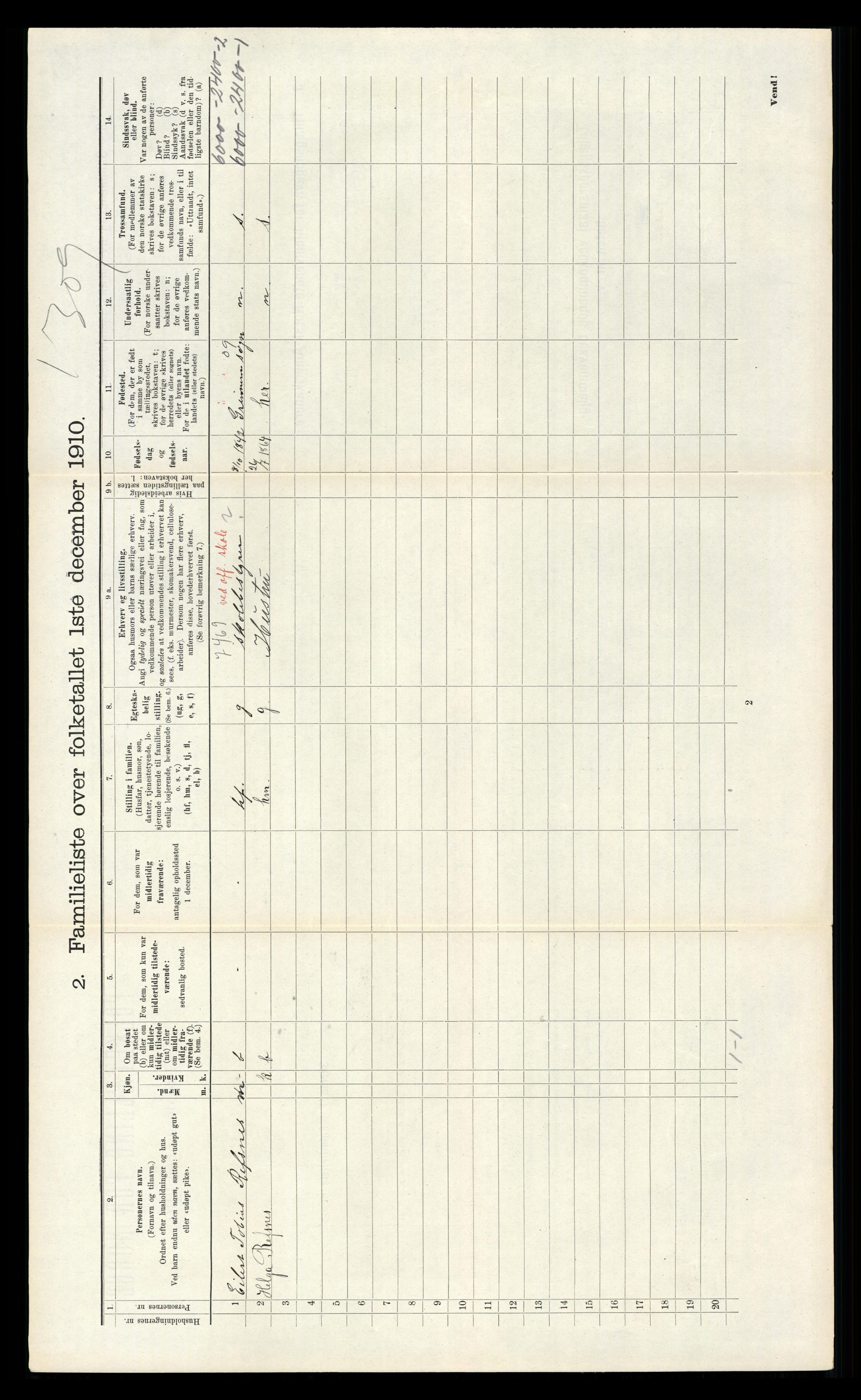 RA, 1910 census for Kristiansand, 1910, p. 1161