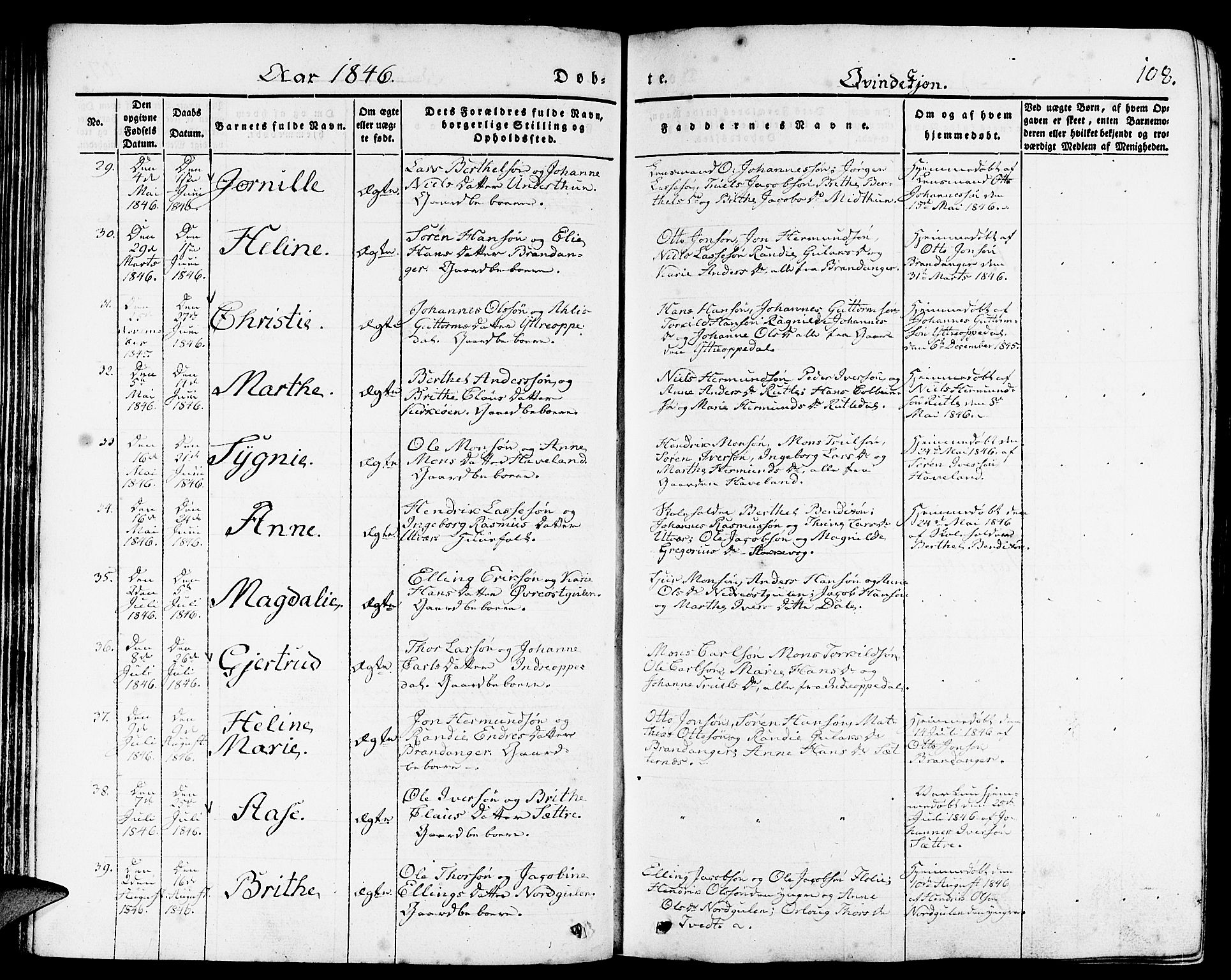 Gulen sokneprestembete, SAB/A-80201/H/Haa/Haaa/L0020: Parish register (official) no. A 20, 1837-1847, p. 108