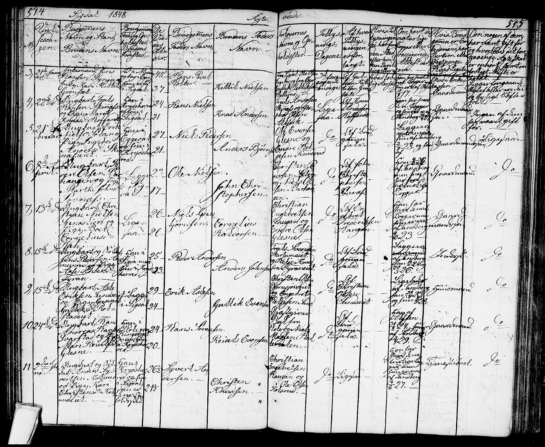 Sigdal kirkebøker, SAKO/A-245/G/Ga/L0002: Parish register (copy) no. I 2, 1835-1856, p. 514-515